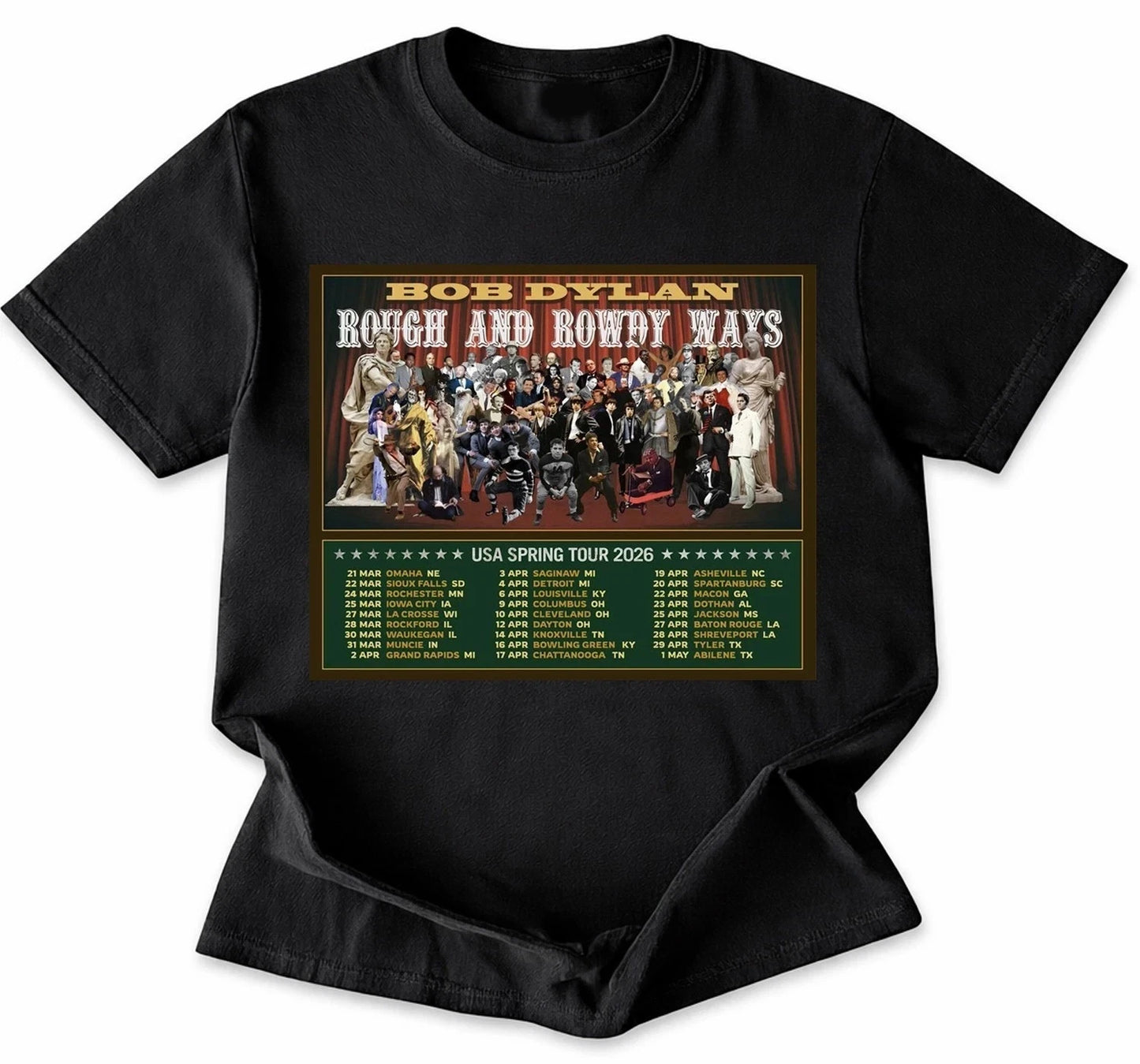 Bob Dylan Rough And Rowdy Ways Tour 2026 T-Shirt