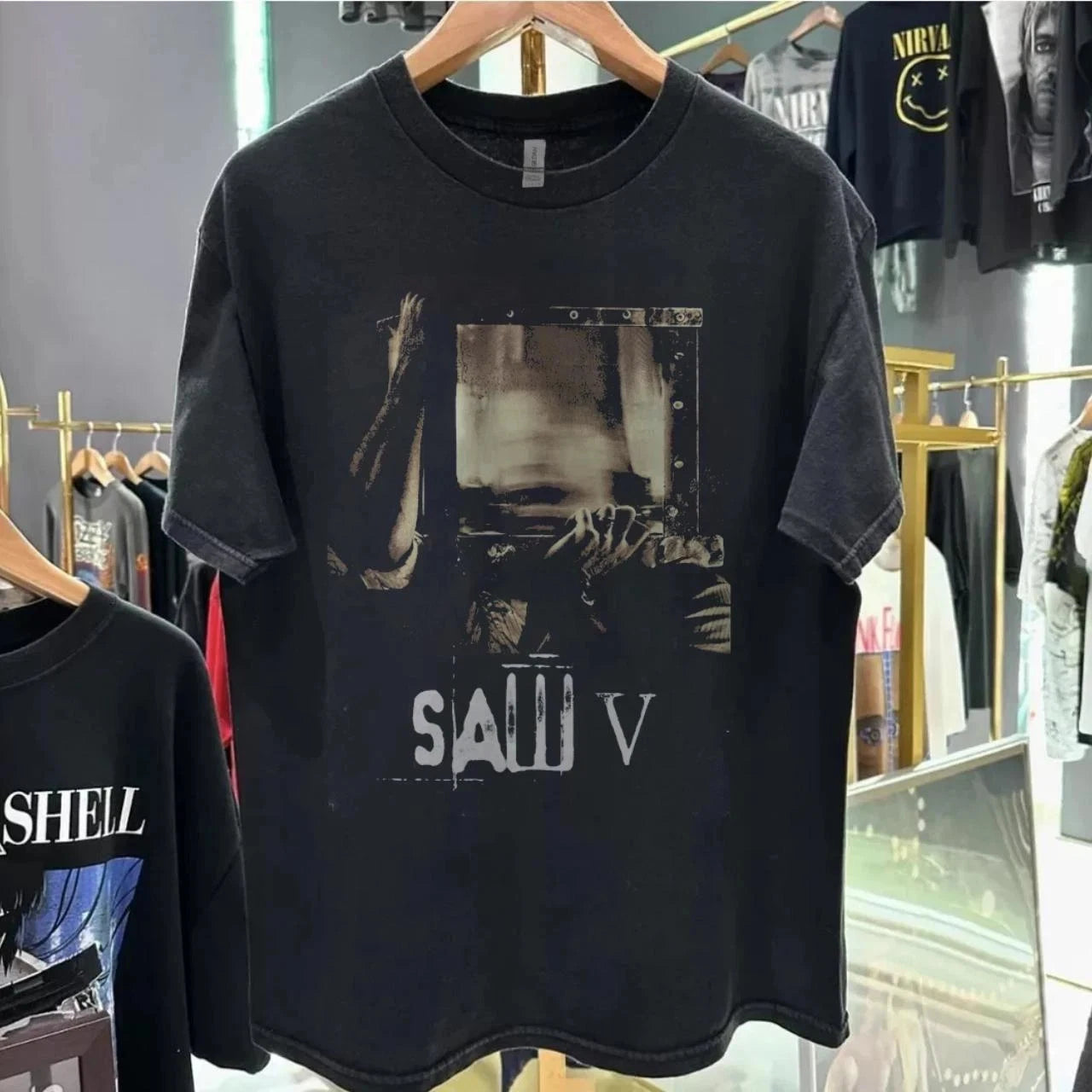 Saw Movie Tshirt, Saw Graphic Retro Style Black Unisex Tshirt Reprint