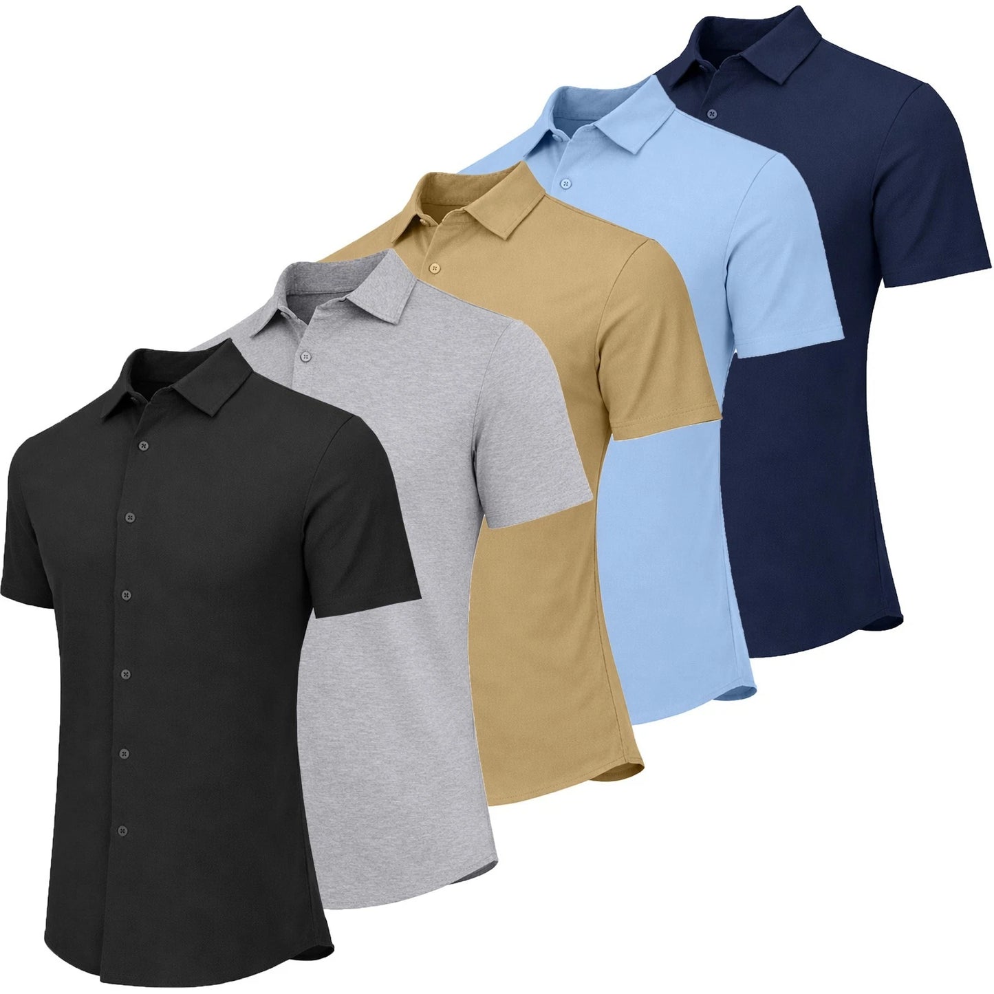 Men’s Modern-Fit Short Sleeve Knit Button Down Shirts (Size:- S-3XL)