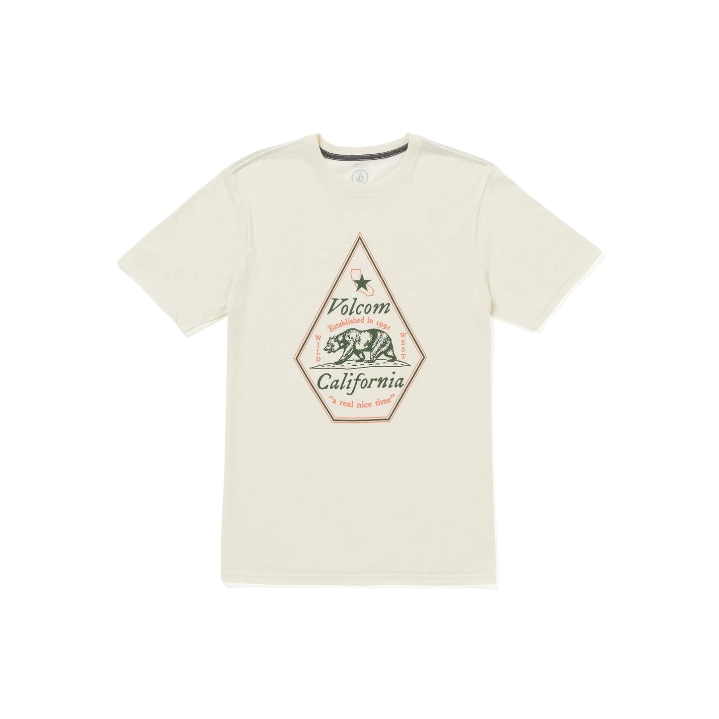 Volcom Men's Calinice Time California State Tee, Off White Heather, Medium
