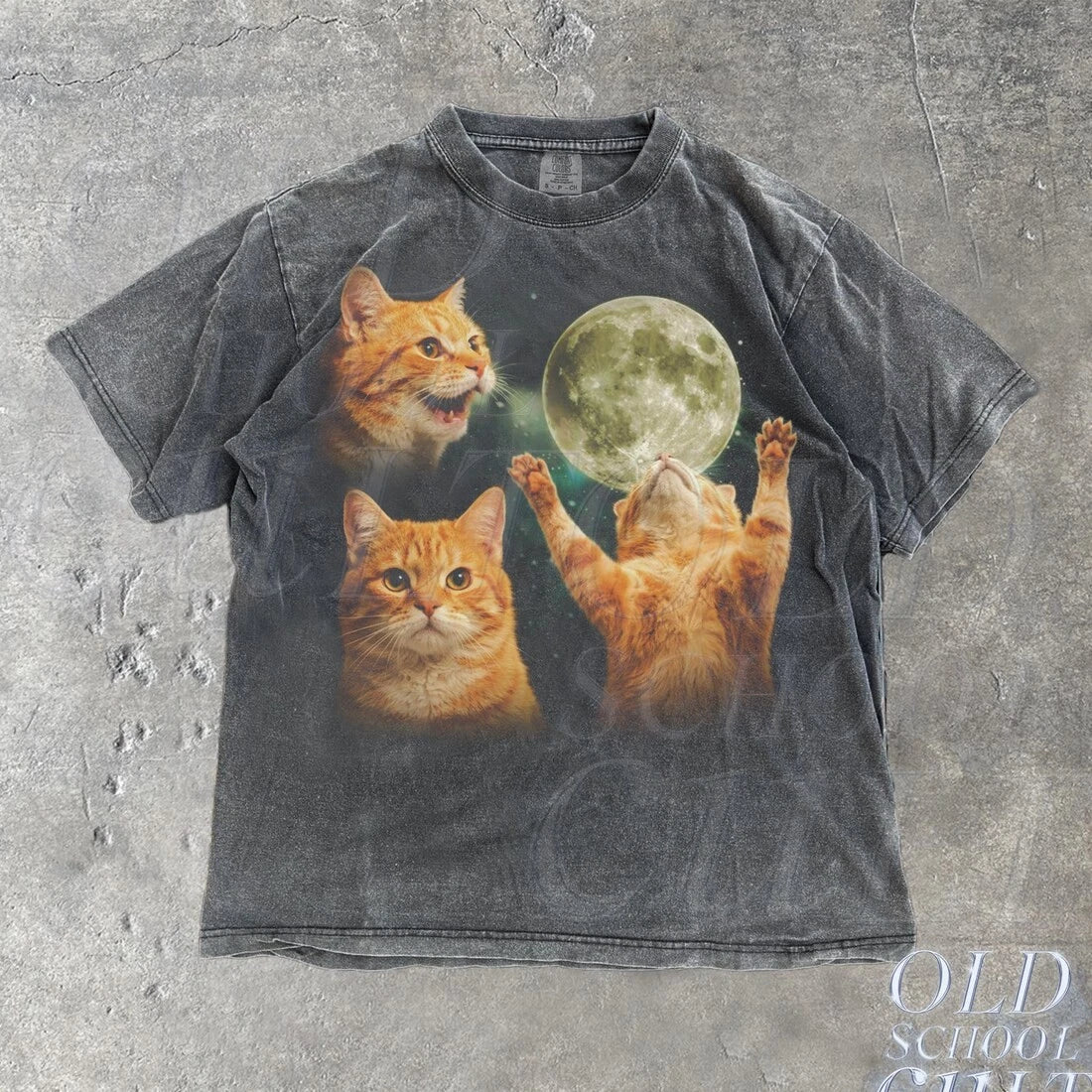 SALE! Orange Tabby Moon Vintage Graphic T Shirt, Retro Cute Cat Tee,