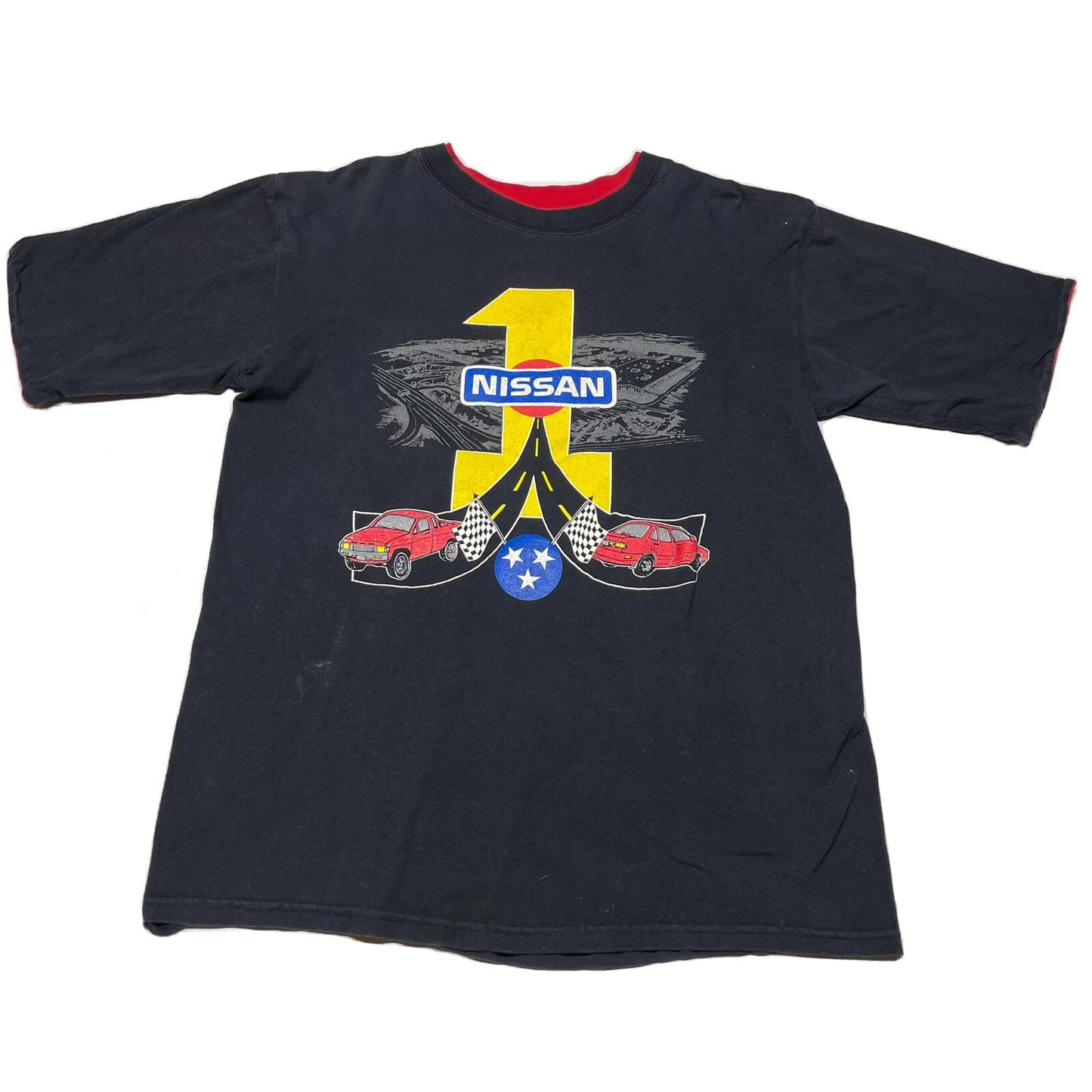 Vintage 80s Nissan Cars T-Shirt Mens Large Racing Logo Art Streetwear USA Made