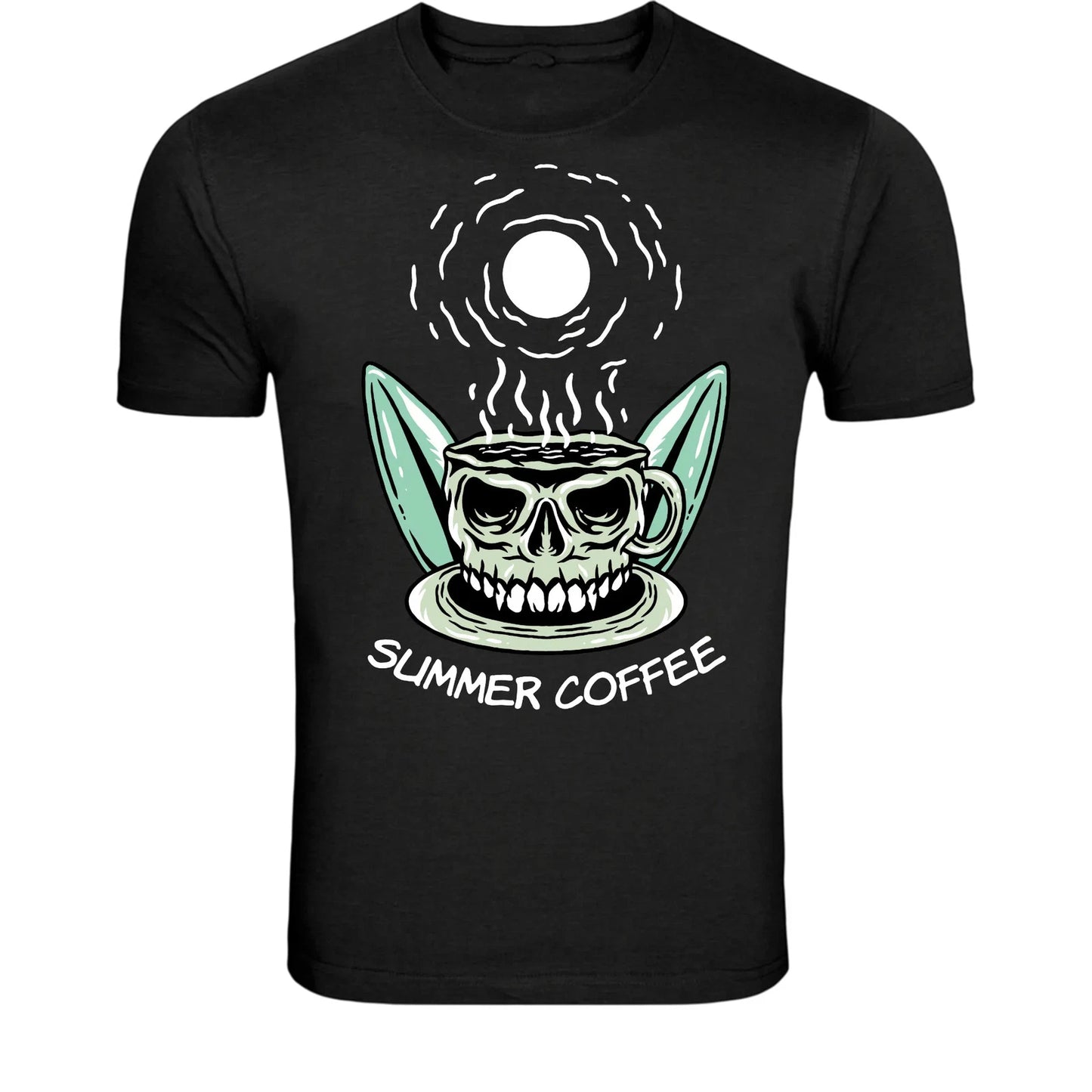 Summer Coffee Skull Cup T-Shirt - Funny Dark Humor Coffee Lover