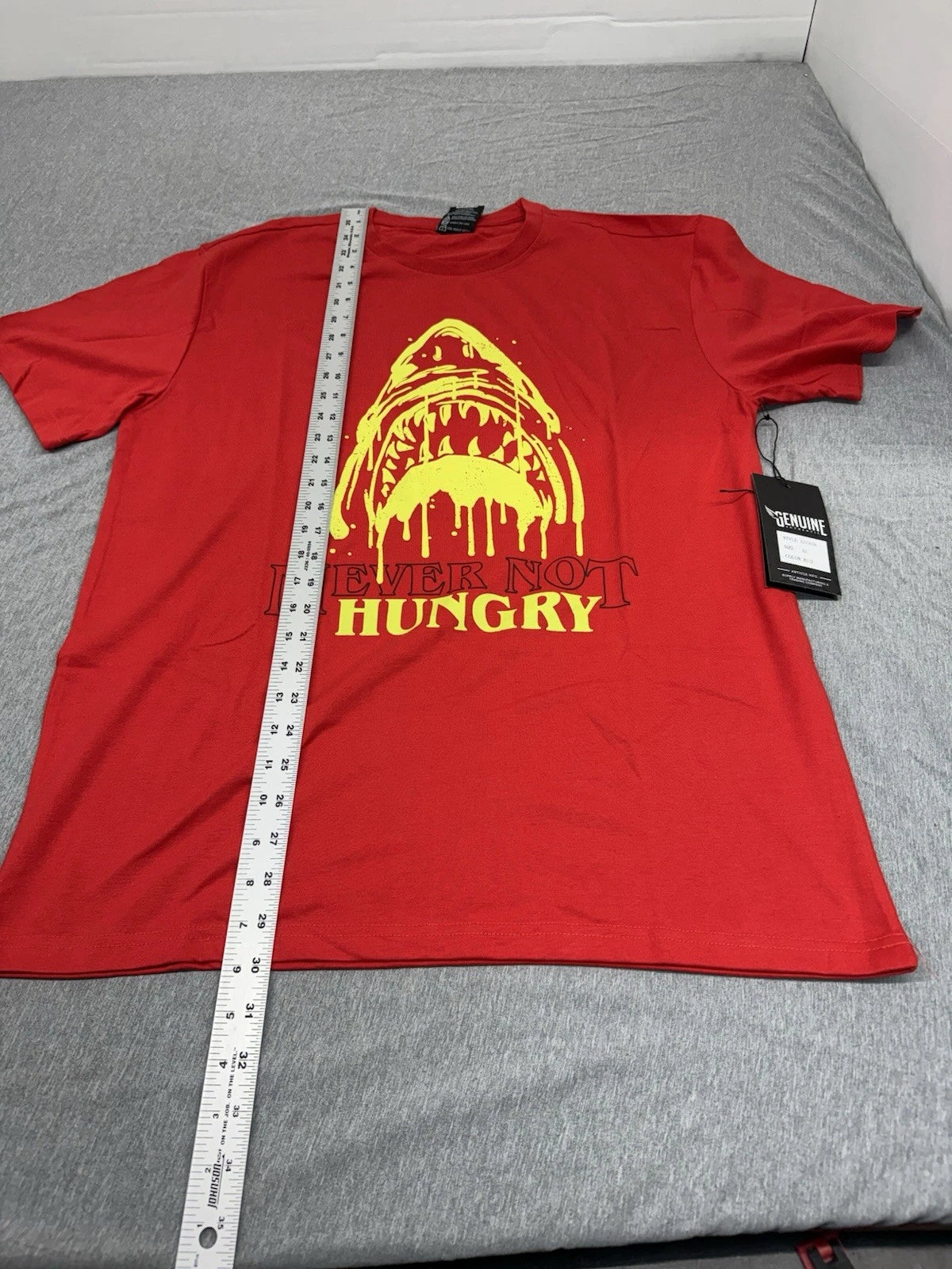 Genuine, Aesthetic, Shark Never Not Hungry, Red Size Extra Large T-Shirt, NWT