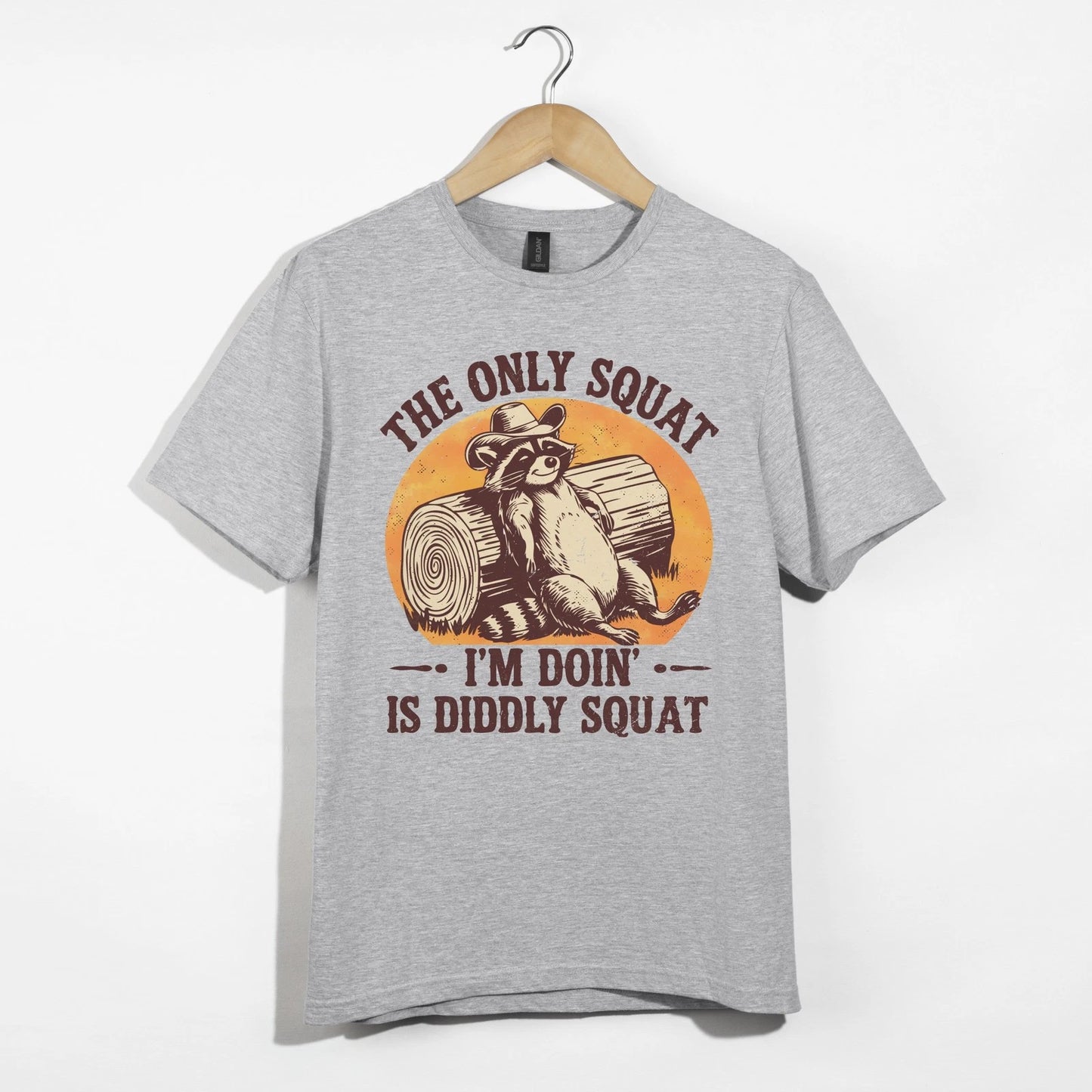 Funny Raccoon Shirt, Lazy Western Tee, The Only Squat Is Diddly Squat Shirt