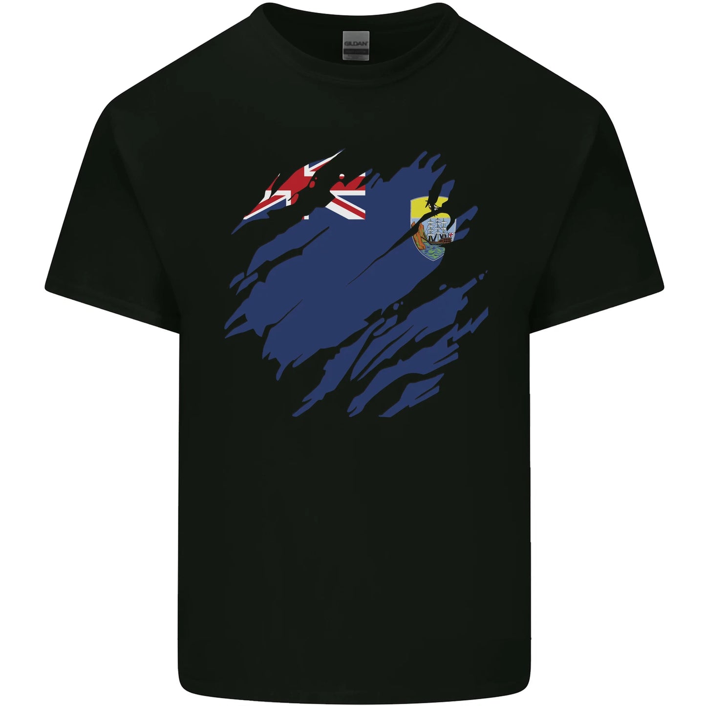 Torn Flag Saint Helena Mens Cotton T-Shirt Tee Top