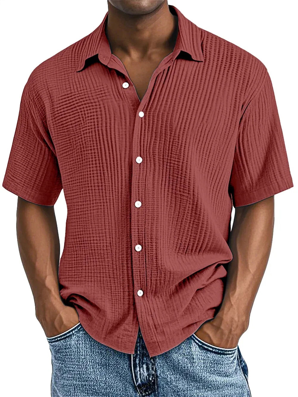 Men's Short Sleeve Button Down Shirt Casual Vacation Beach Shirts Summer Top