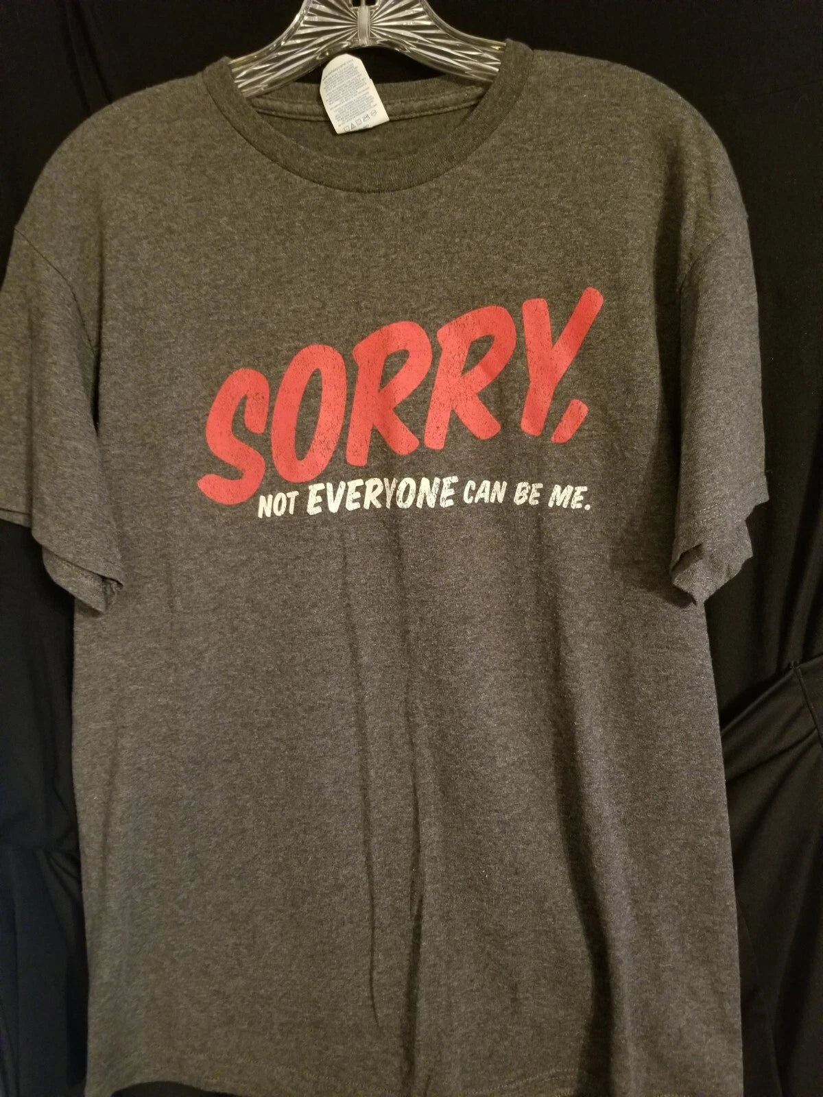 UNISEX Tshirt Sarcastic Tee SORRY NOT EVERYONE CAN BE ME Gray Red LARGE
