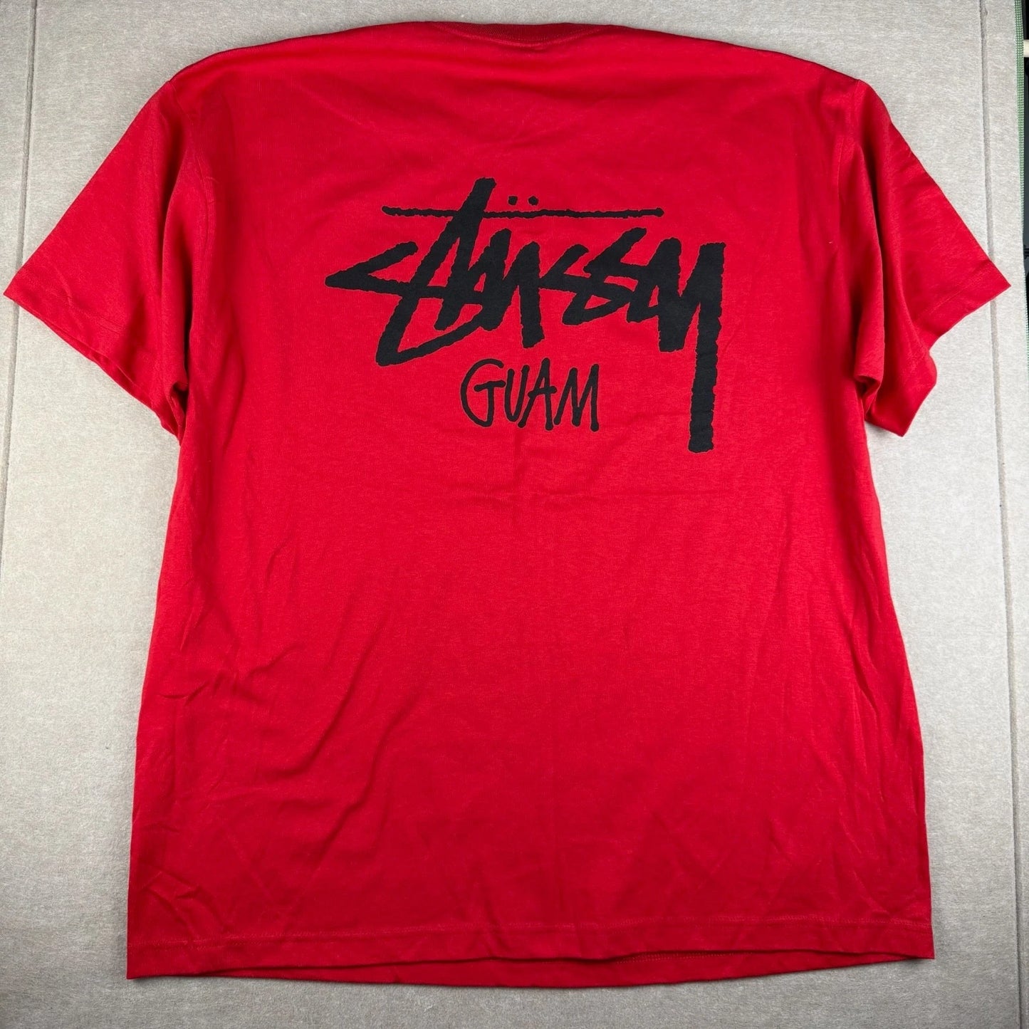 Y2K Stussy Guam Shirt Mens 2XL Red Logo Streetwear Skate Graphic Tee RED TAG