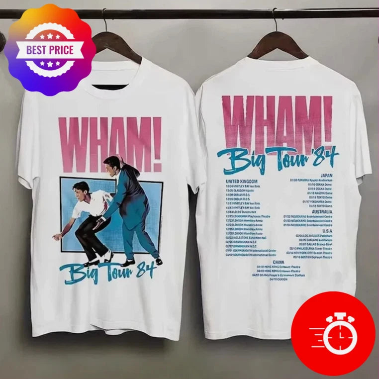 Wham Big Tour 84 White T-Shirt Double Sides
