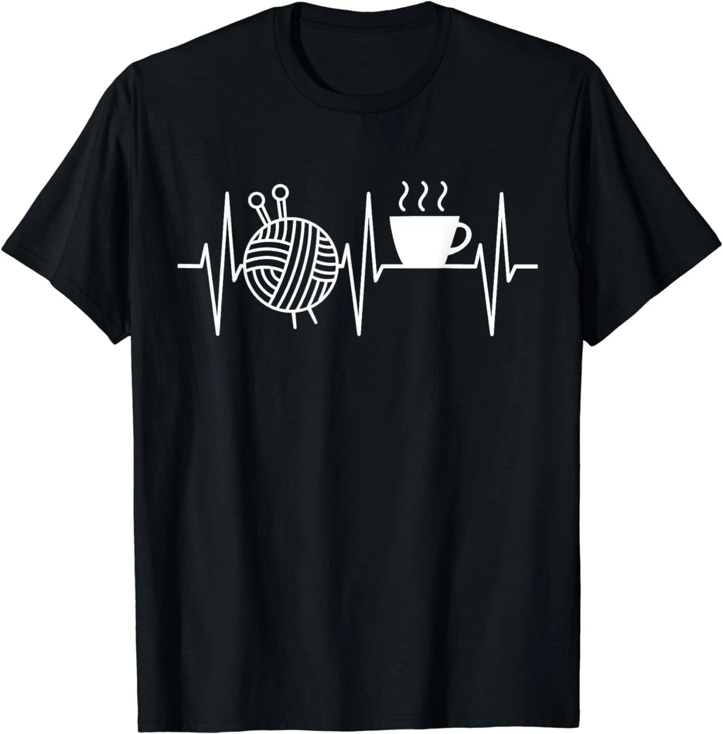 Knitting Shirt Coffee Lover Heartbeat Knitting and Coffee Gift Unisex T-Shirt