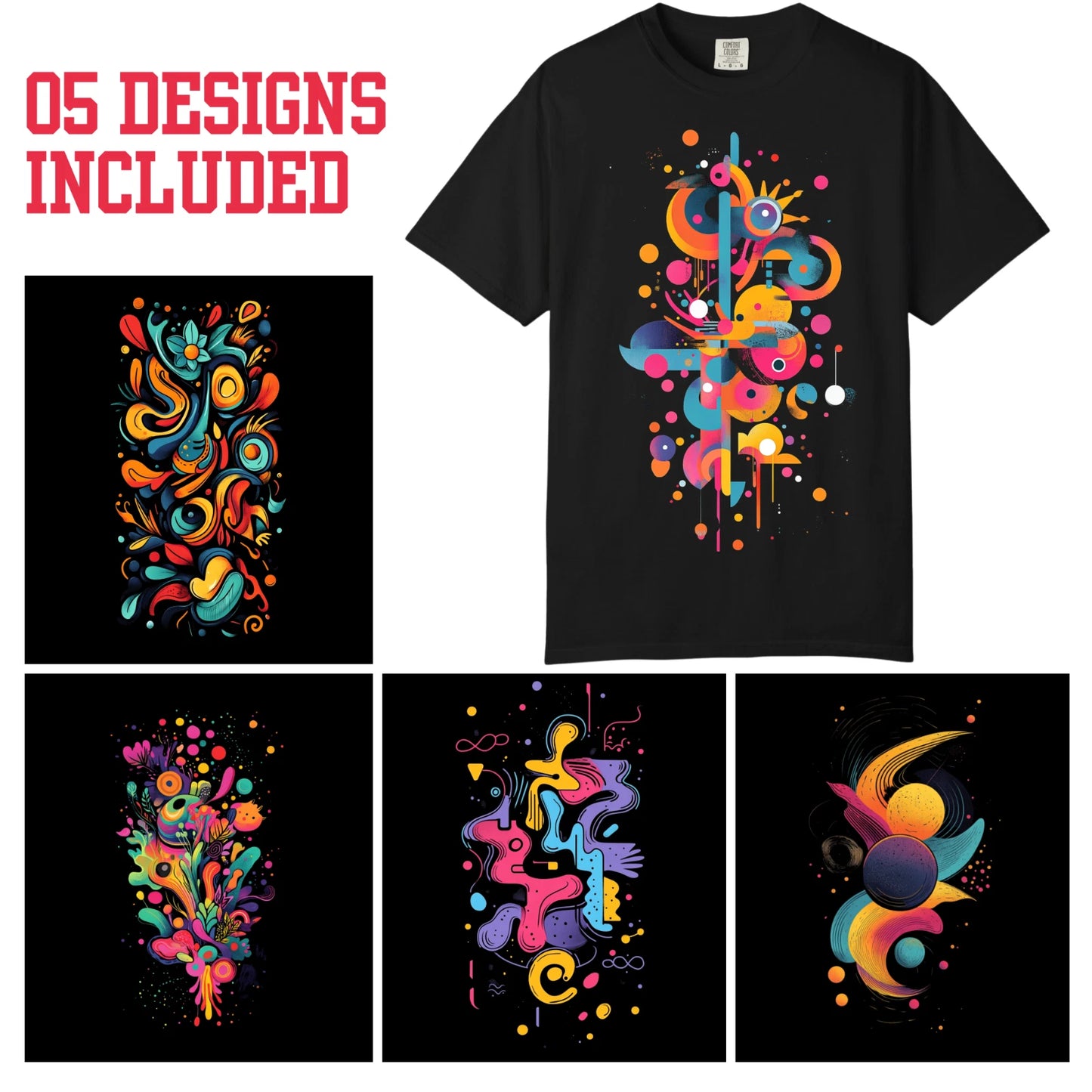Colorful Flower Splash Abstract TShirts, Comfort Colors, Unisex Streetwear Tee