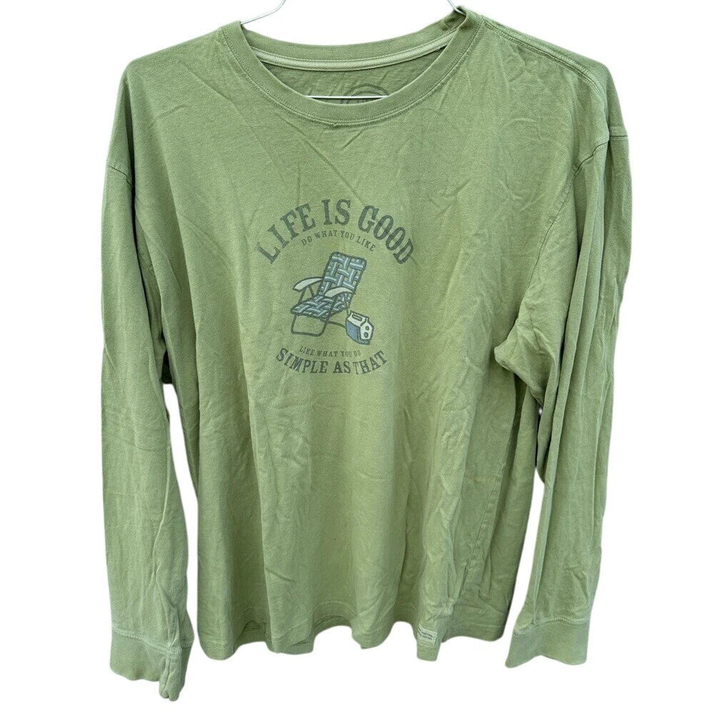 Life is Good Long Sleeve Graphic T-Shirt Beach Chair Simple As That Size Large
