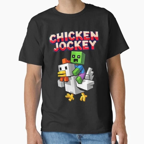 Chicken Jockey Zombie Pixel Art Zombie Gamer T-Shirt Made in US/AUS Size S-2XL