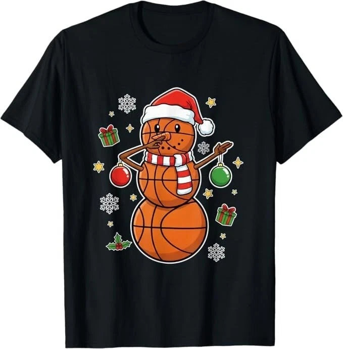 Basketball Snowman Christmas Shirt – Funny Holiday Basketball Tee