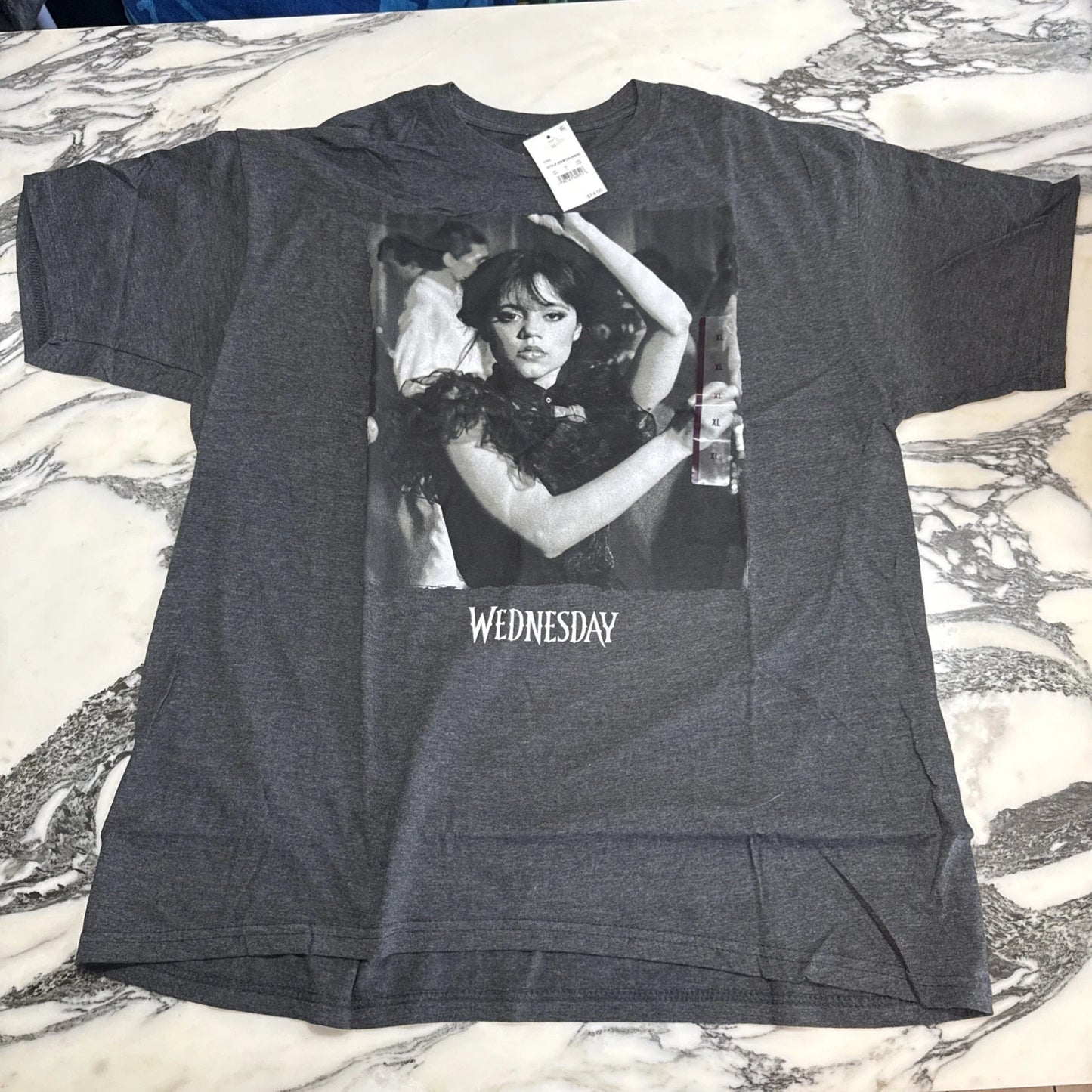 Wednesday Black And White Dance Scene T-shirt , Dark Grey Shirt Unisex XL NWT