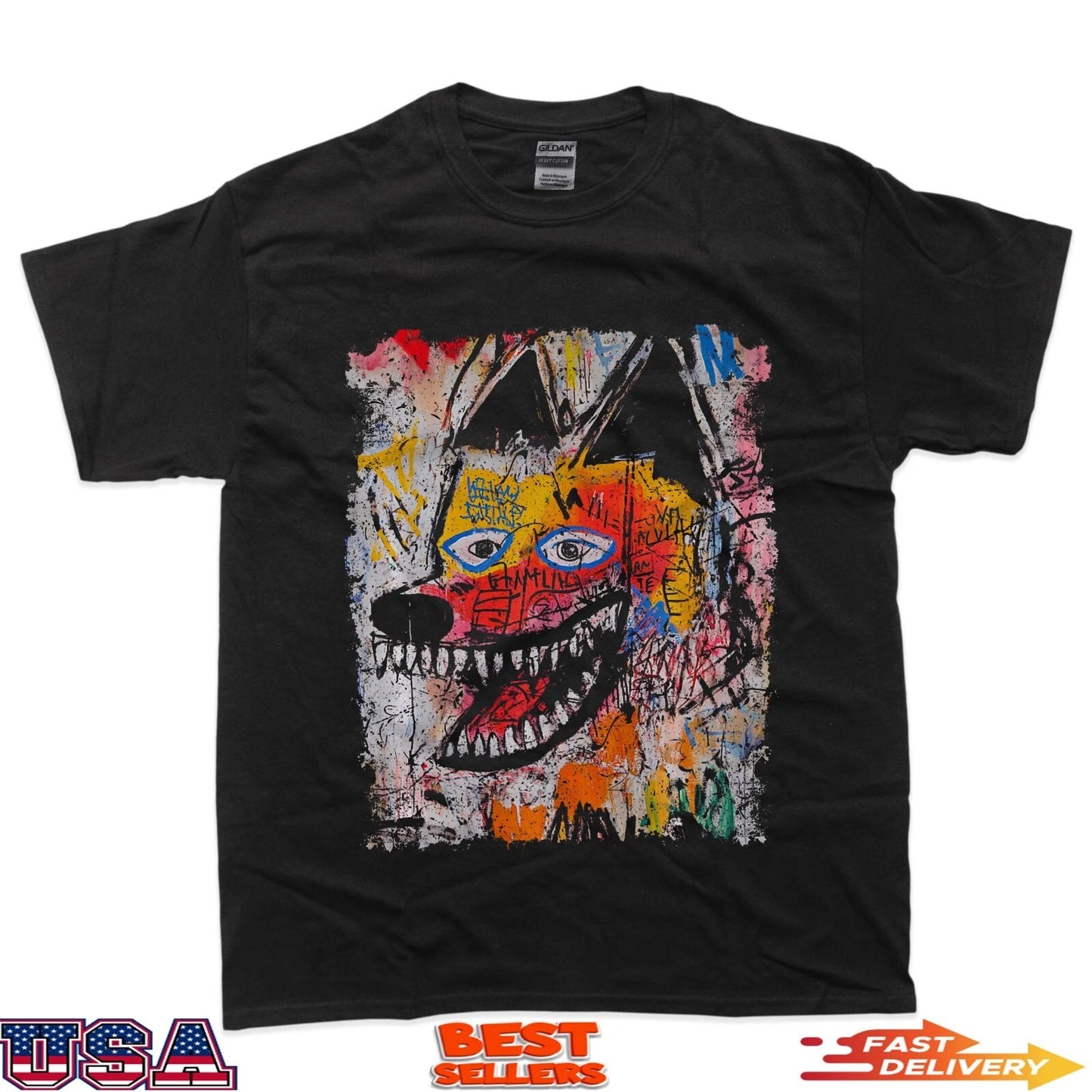 Pop Art Style Dog 90s Men's Graffiti T-Shirt