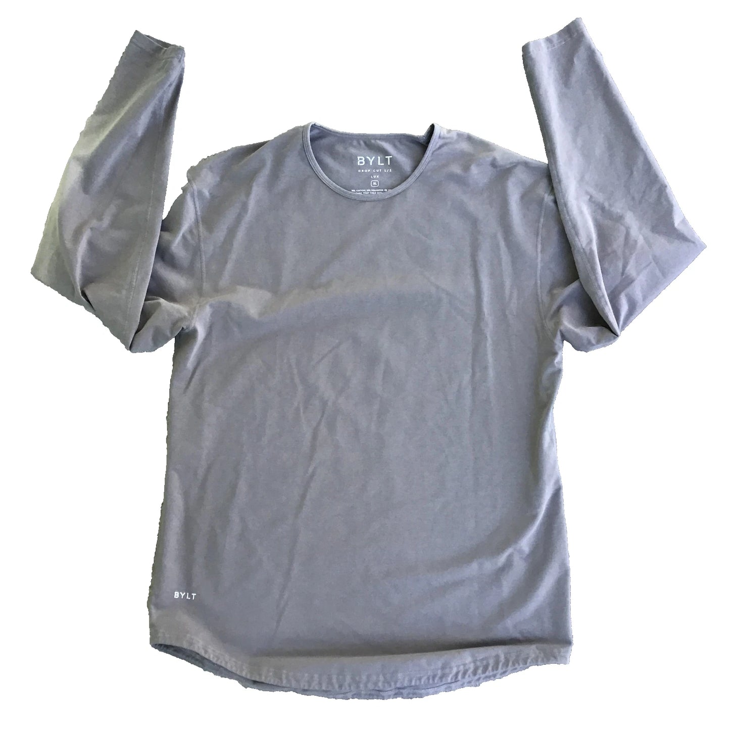 BYLT Drop Cut L/S Long Sleeve Crew Neck Shirt Men XL Gray