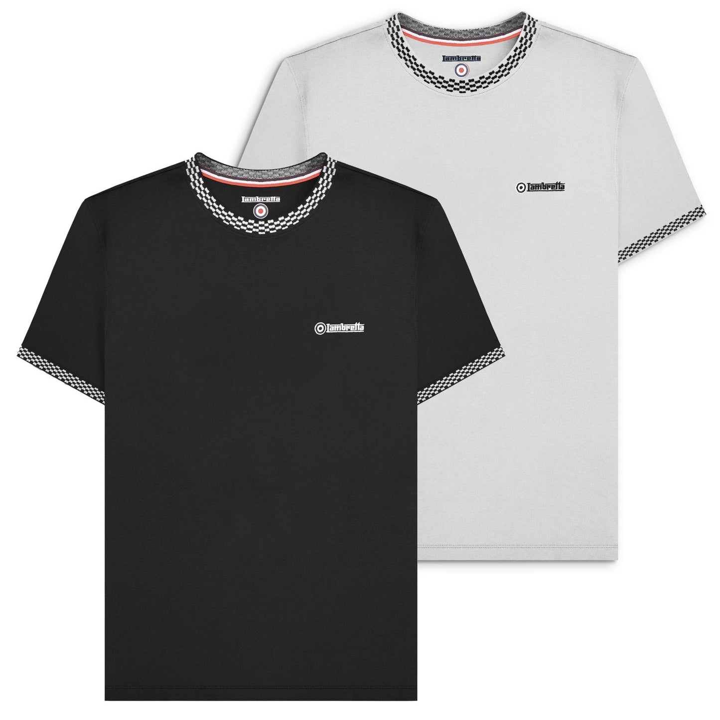 Mens Lambretta Classic Two Tone Ringer Retro Casual T-Shirt Sizes M to 4XL