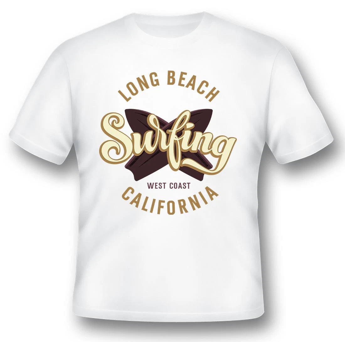 Long beach surfing black or white Tee