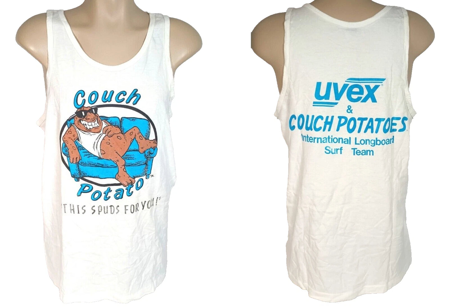 Uvex Couch Potato International Longboard Surf Team Tank Top 1988 XL Surfing