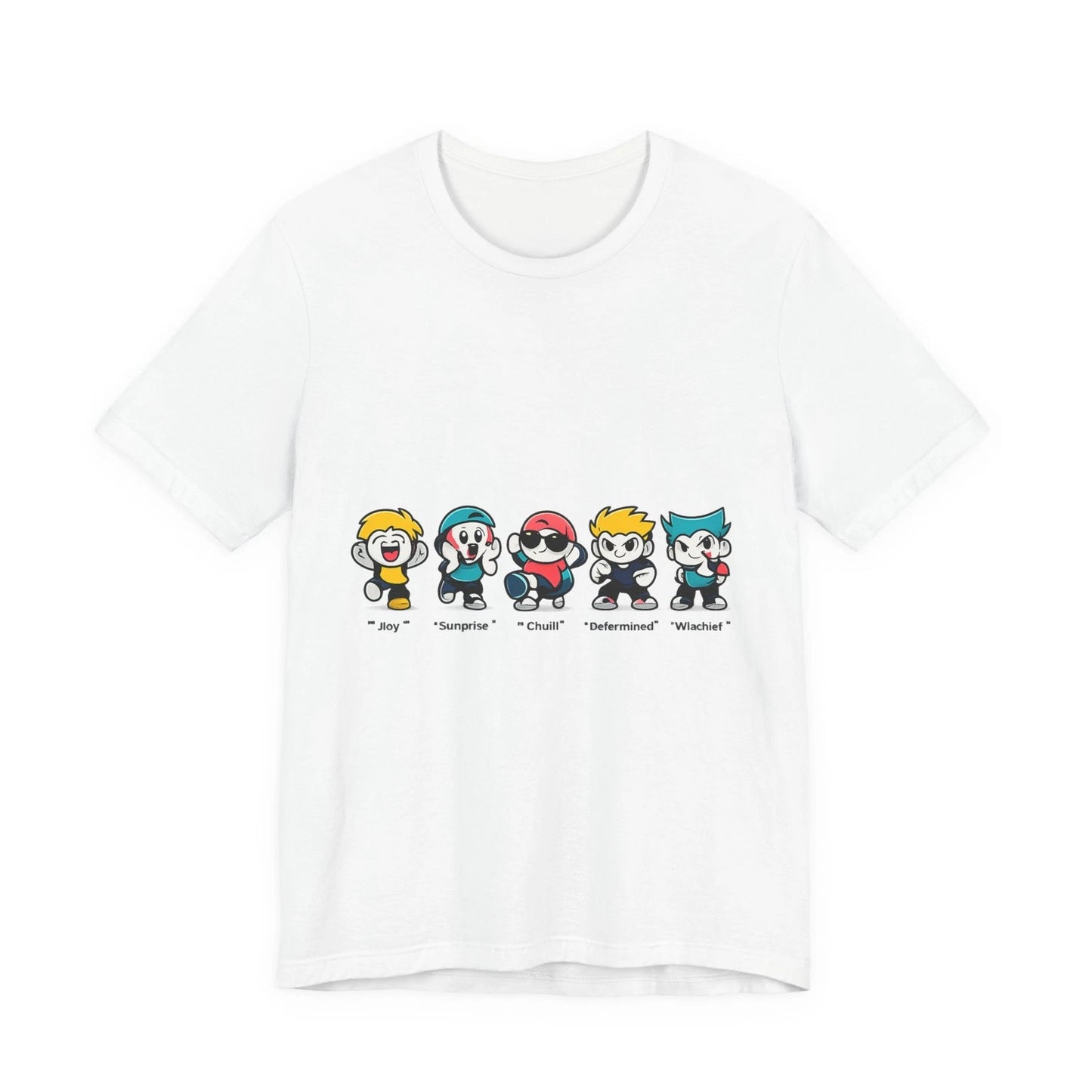 Mood Face Cartoon Tee | bold outline kawaii, emoji cartoon