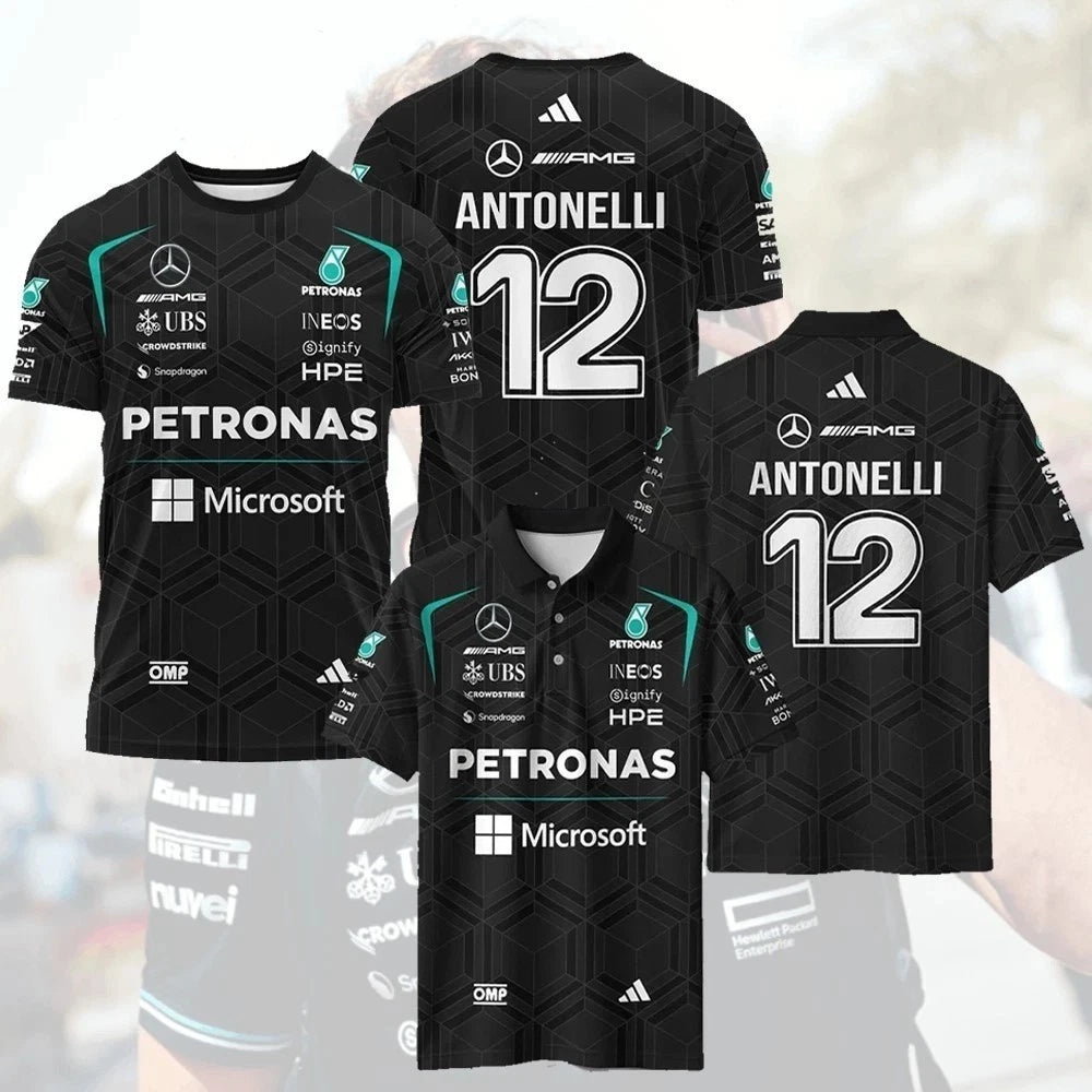 NEW! 2026 Merced3s Kimi Antonelli Teamwear Racing Polo All Over Print Gift