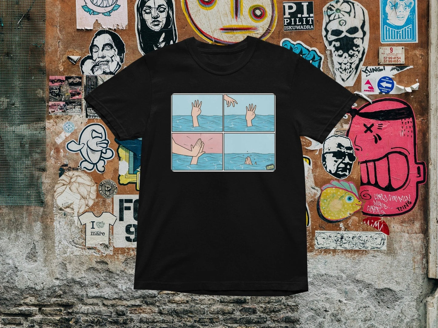 Drowning High Five T shirt - Funny - Aesthetic - Cool - Unisex - S 2XL