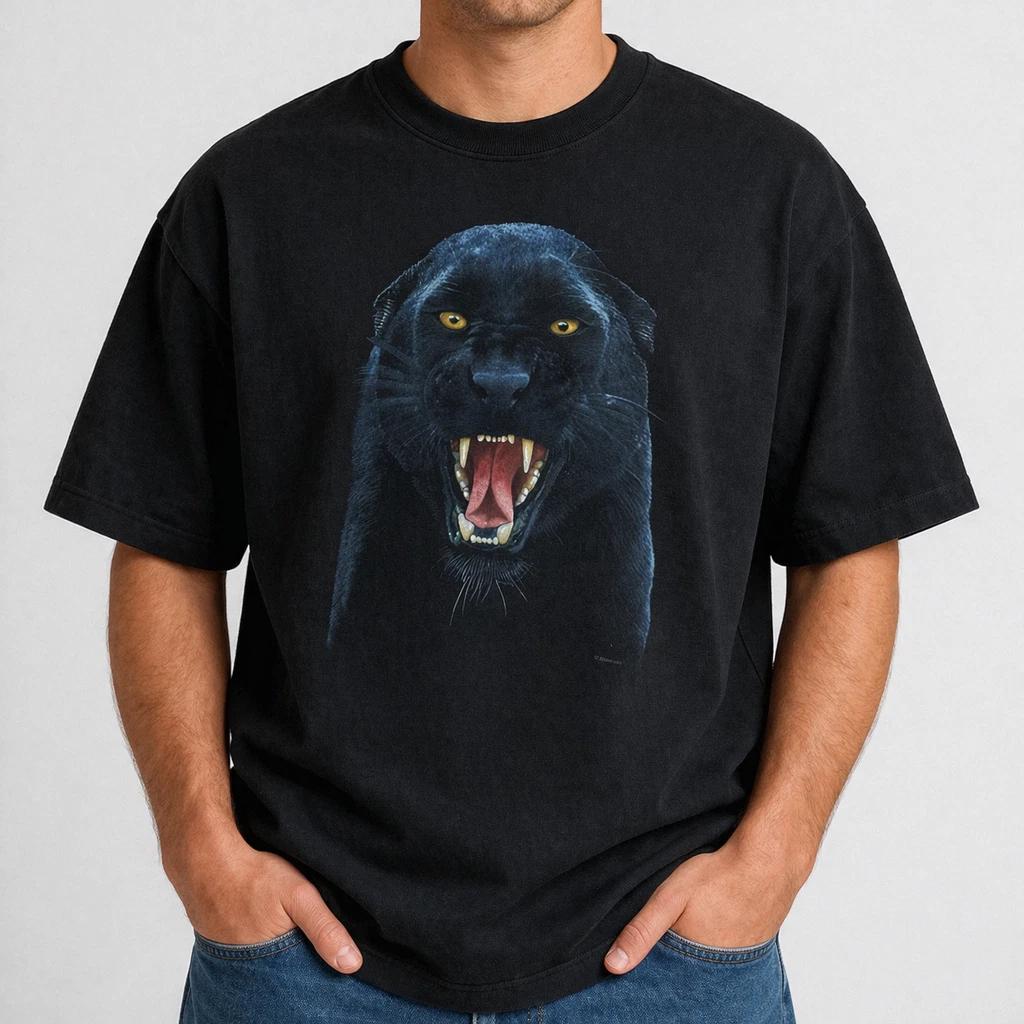 Vintage 90s Panther Animal Nature Graphic T-Shirt Black Unisex S-3XL
