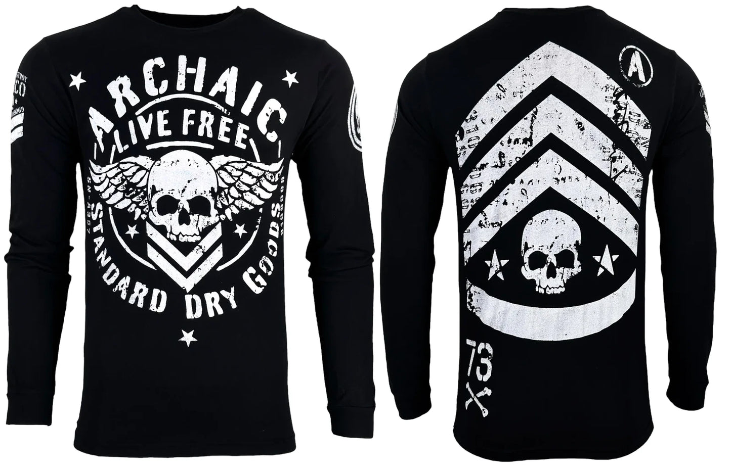 Archaic By Affliction Men's Long Sleeve T-shirt Strong Crest S-4XL