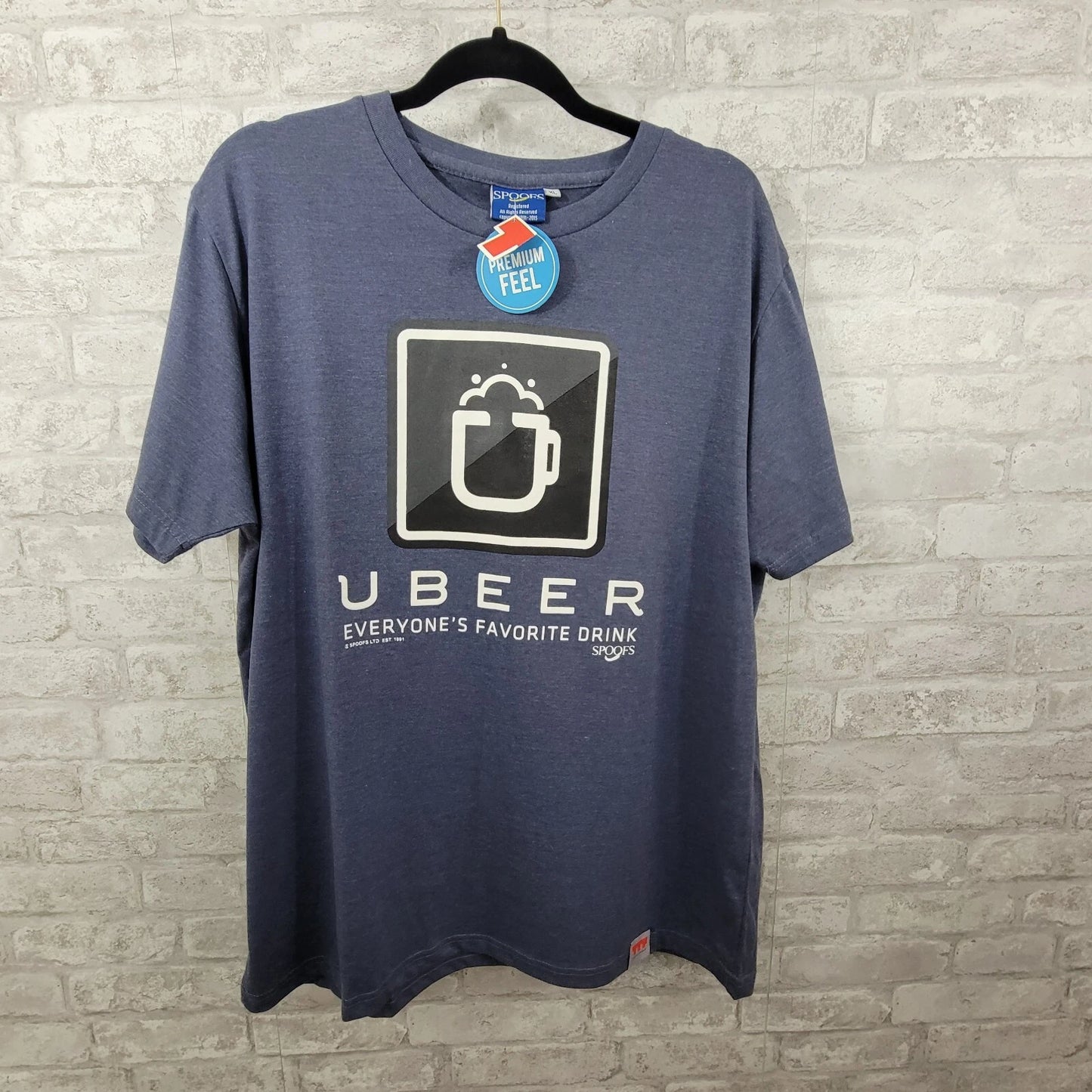 Spoofs ubeer tshirt mens size XL short sleeve blue NWT