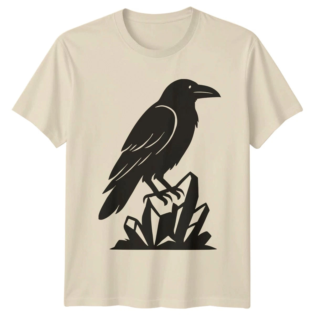Mystical Raven Perched On T-Shirt Crow Crystal Wildlife Nature Birthday Gift