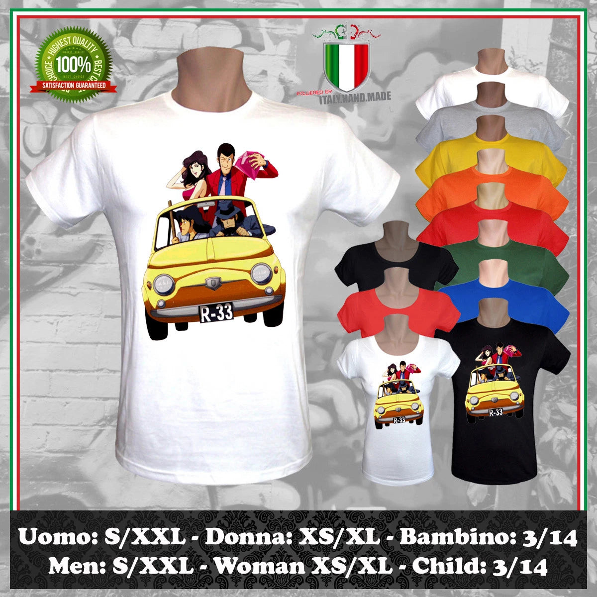 LUPIN T-SHIRT INSPIRED CARTOON MANGA T-SHIRT T-SHIRT ANIME CARTOON MEN WOMEN CHILD