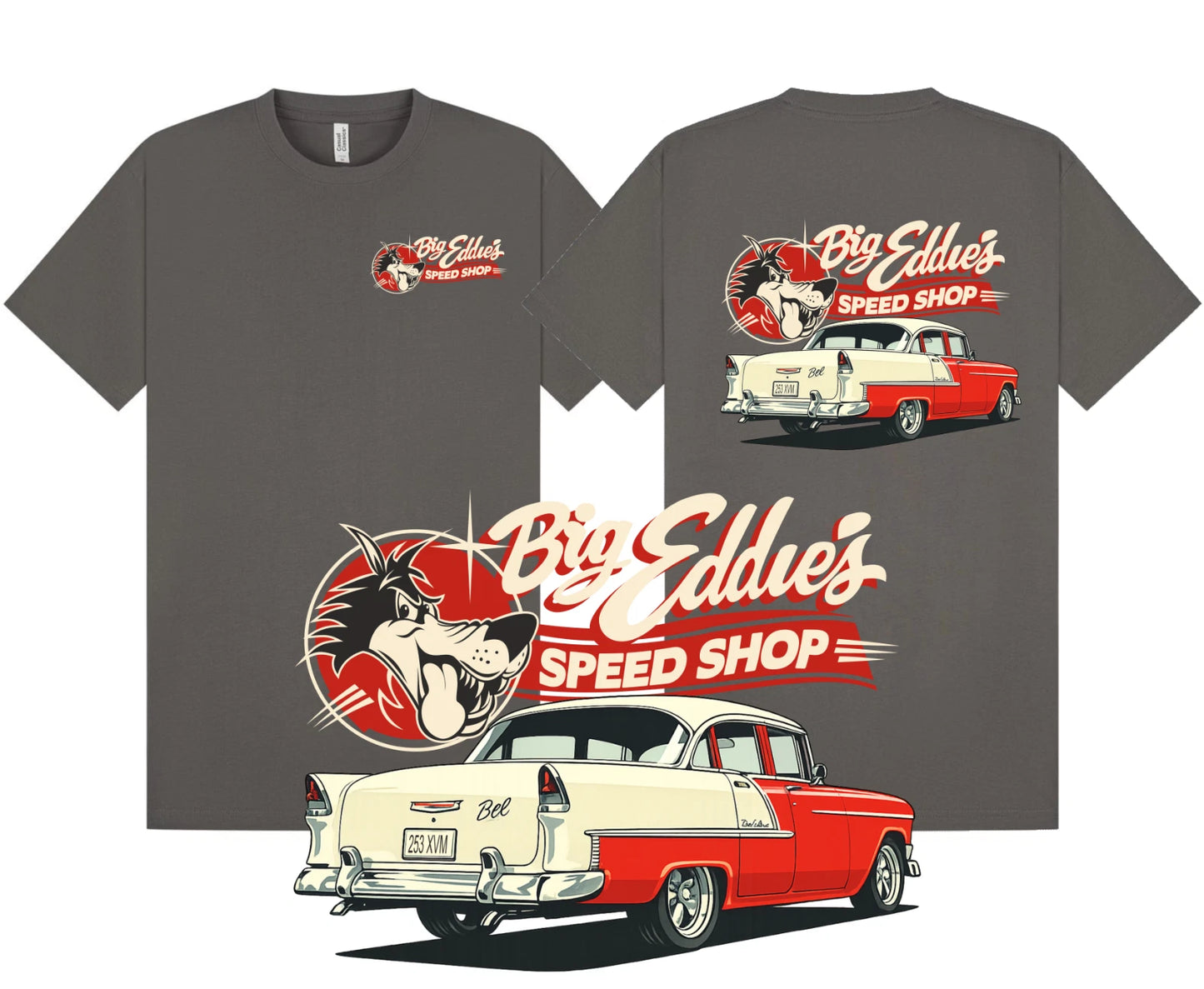 Big Eddie’s Speed Shop Classic 55 Chevy T Shirt C/O Jamie Werrell S-5XL