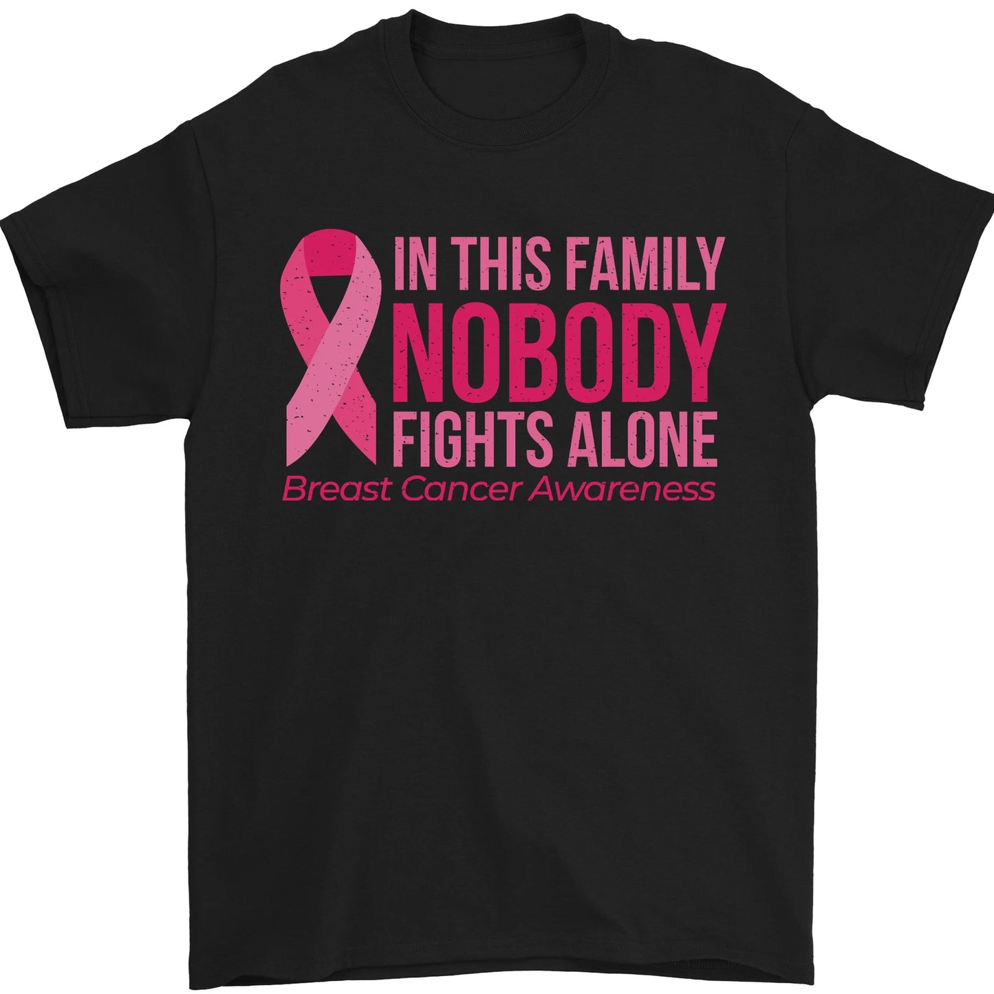 Breast Cancer Awareness Nobody Fights Alone Mens T-Shirt 100% Cotton