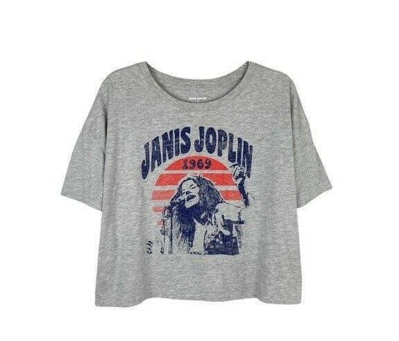Singer Janis Joplin 1969 Graphic Cropped Band Tee New