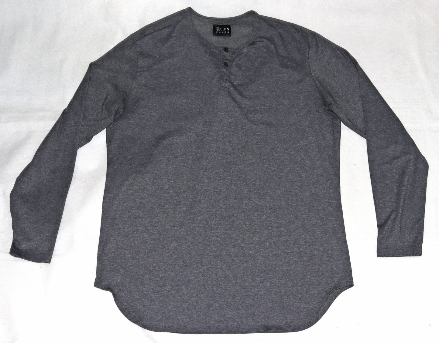 CUTS Elongated Men's Solid Casual City Athleisure Minimalist Gray Shirt Size XL