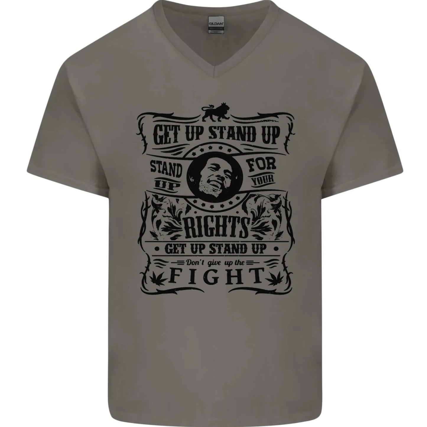 Get up Stand up Reggae Music Mens V-Neck Cotton T-Shirt
