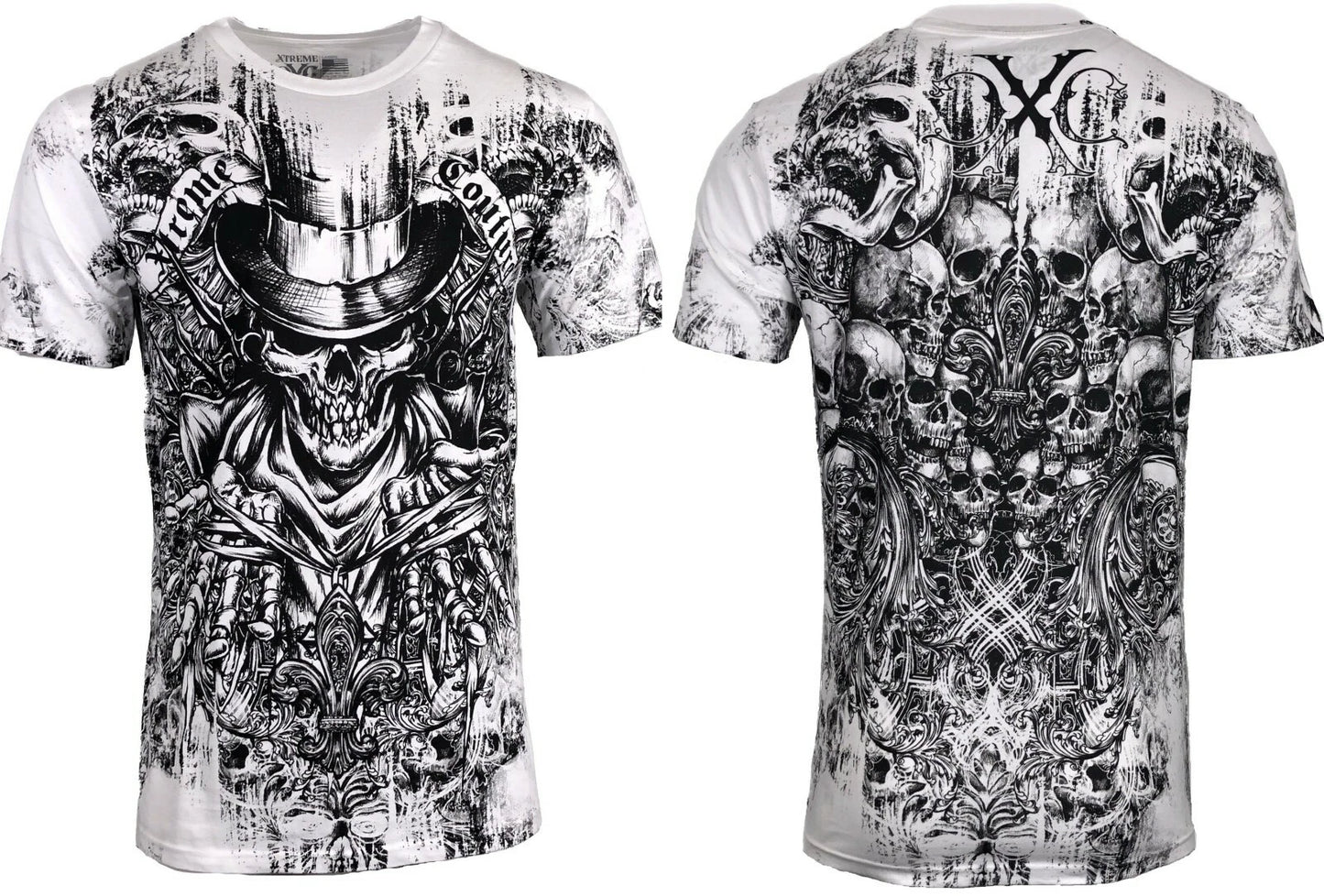 Xtreme Couture Affliction Men's T-Shirt OFFERING Skull White Tattoo Biker L-5XL