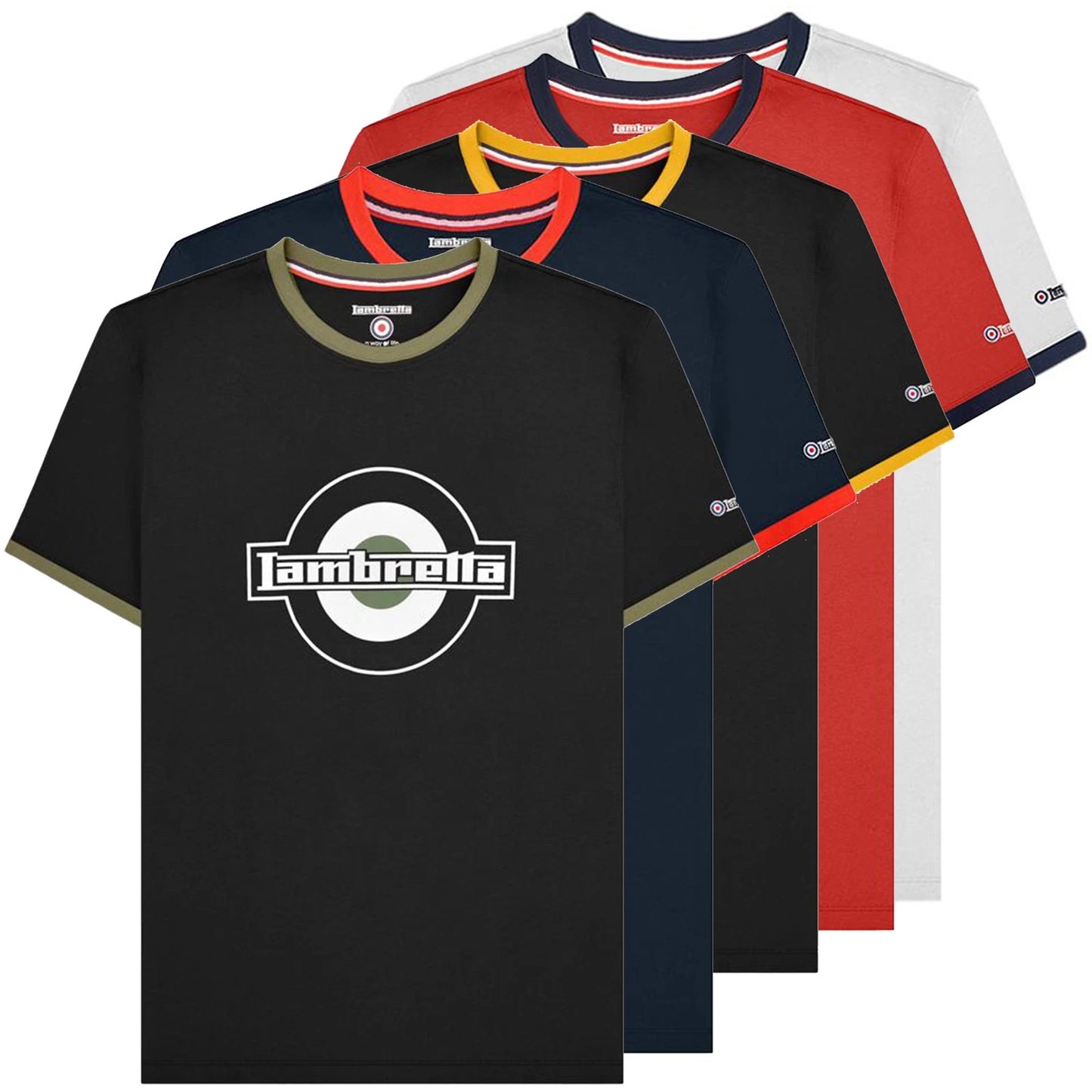 Mens Lambretta Smart Casual Retro SKA Ringer Logo Shirt Sizes M to 4XL