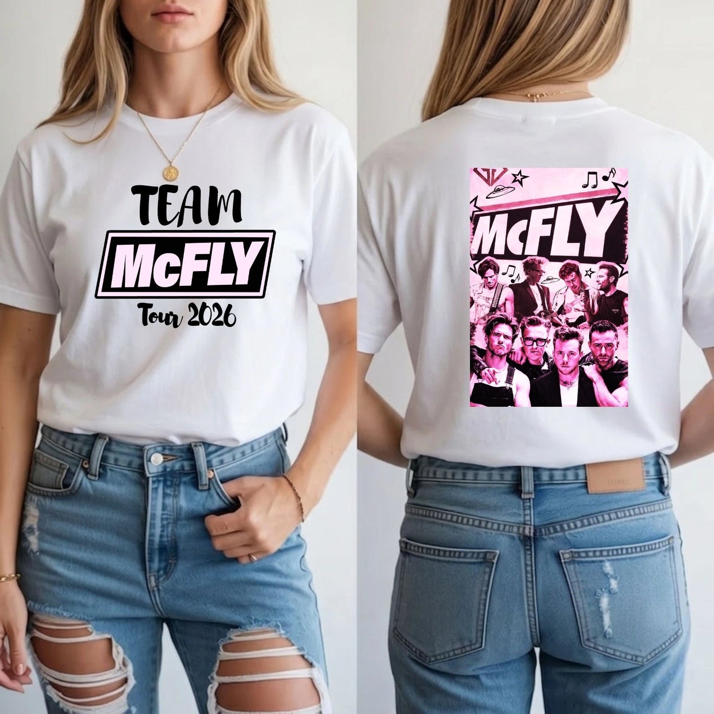 Team McFly Tour 2026 T-Shirt White Graphic Tee Music Fan Shirt Unisex Top