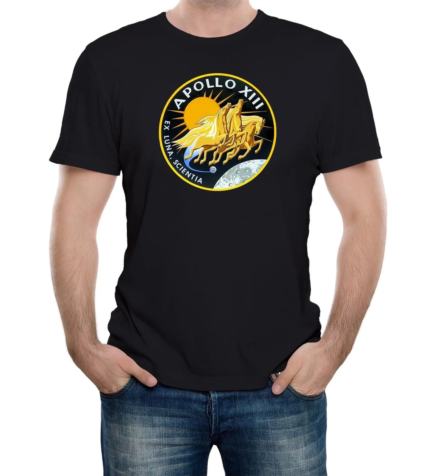 Mens NASA Apollo 13 Mission Crew Badge Logo T-Shirt space science cool