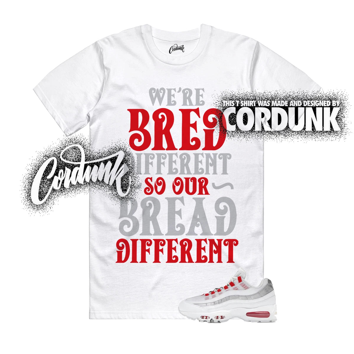 Air Max 95 Big Bubble England Red Metallic Silver White T Shirt Match BREAD