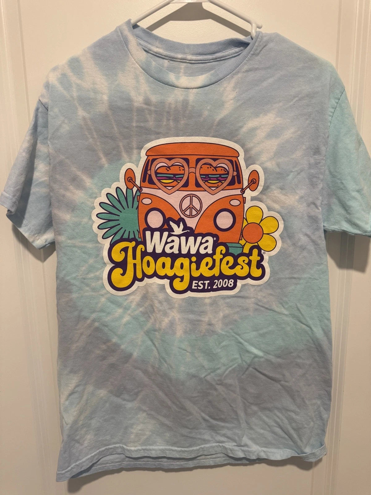 Wawa Hoagiefest Tie Dye Graphic T Shirt Size medium Est. 2008 Groovy Hippie
