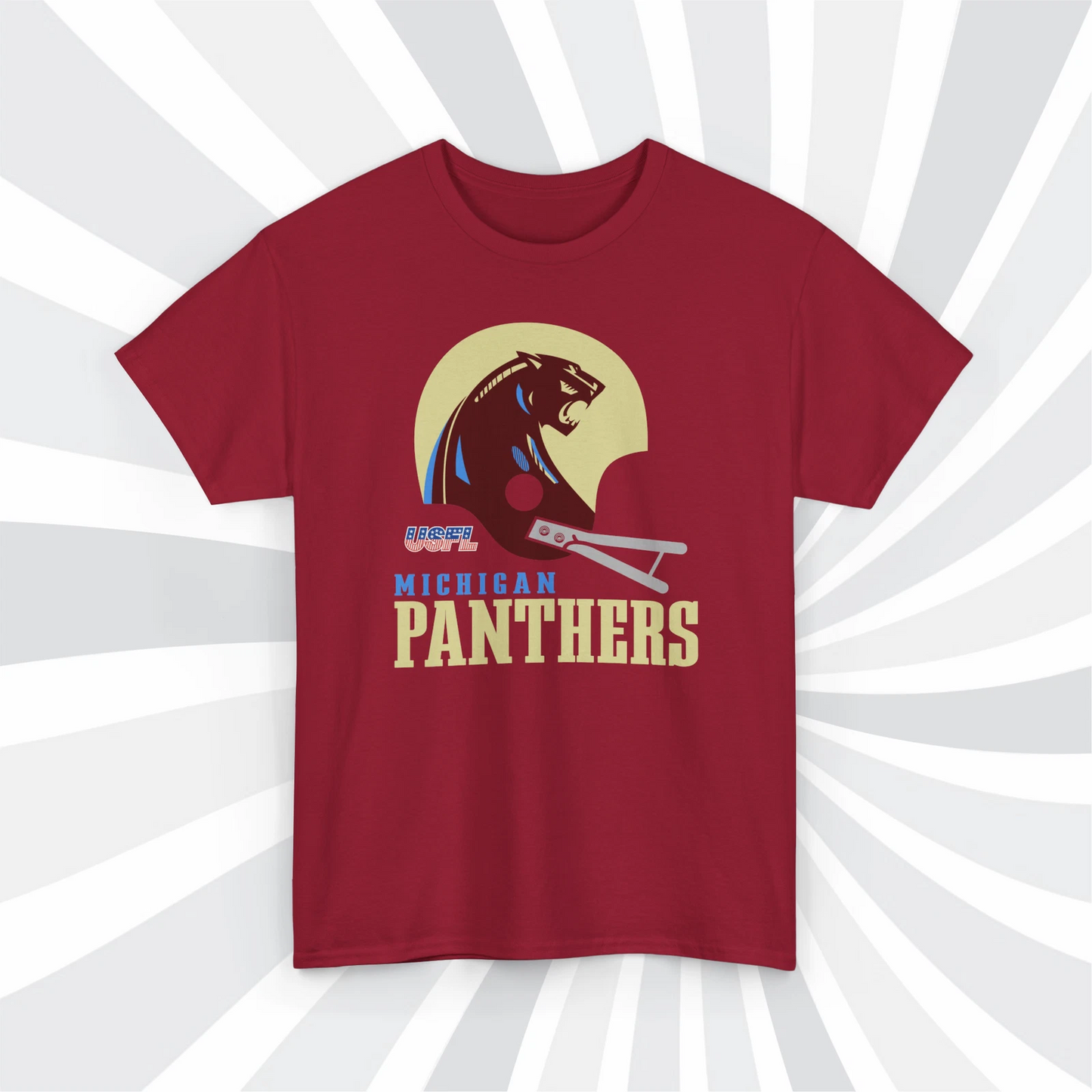 Michigan Panthers 1983 USFL Vintage Football Cardinal T-Shirt
