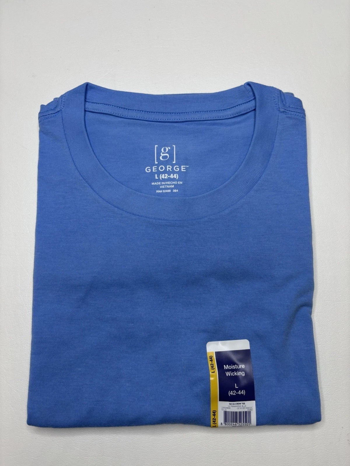 NWT George Men’s Size L (42-44) Solid Light Blue T Shirt Short Sleeve