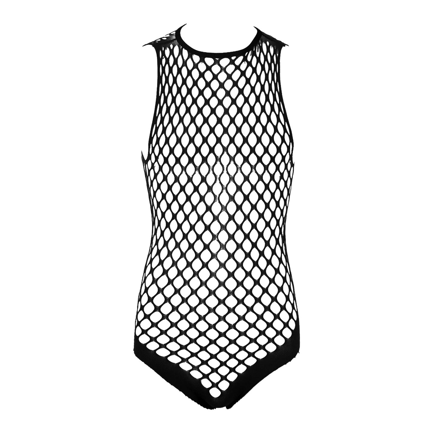 Men's Mesh Fishnet T-Shirt See-Through Round Neck Long Sleeves Tops Clubwear
