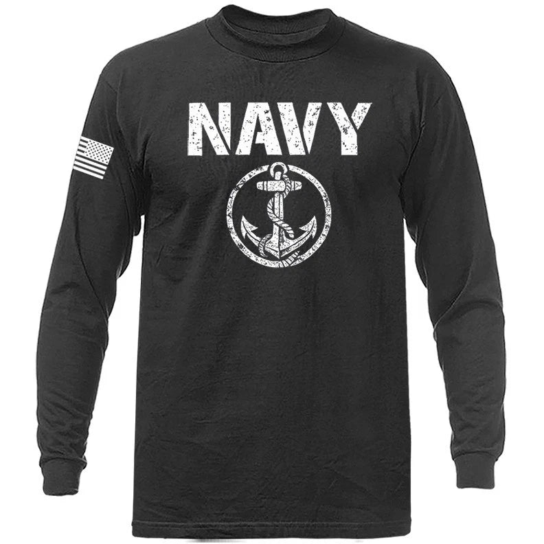 Navy Military Veteran American Pride Patriotic Long Sleeve