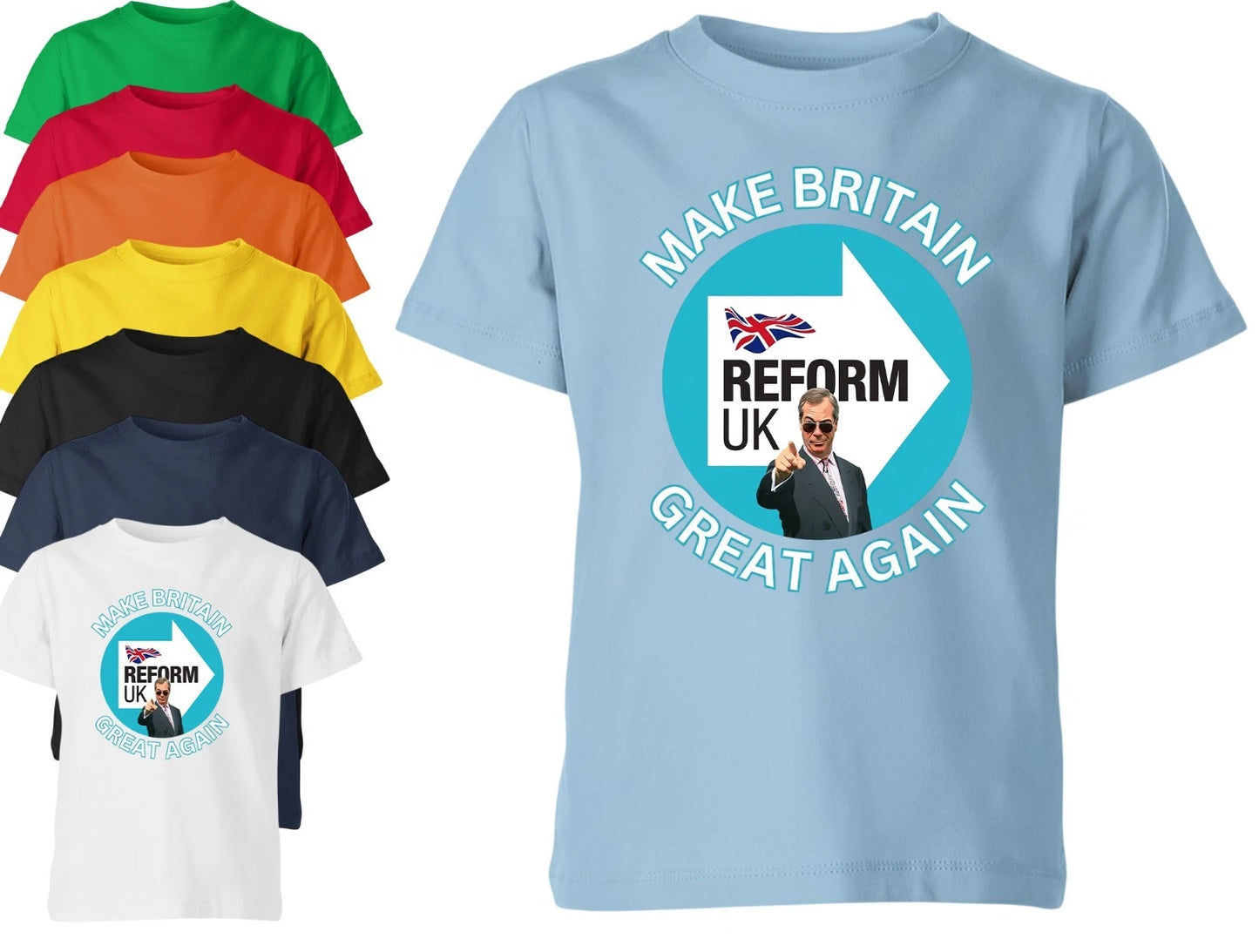 Reform UK 2026 Tshirt Nigel Farage Back Unisex Kids Britain Tee Union Flag