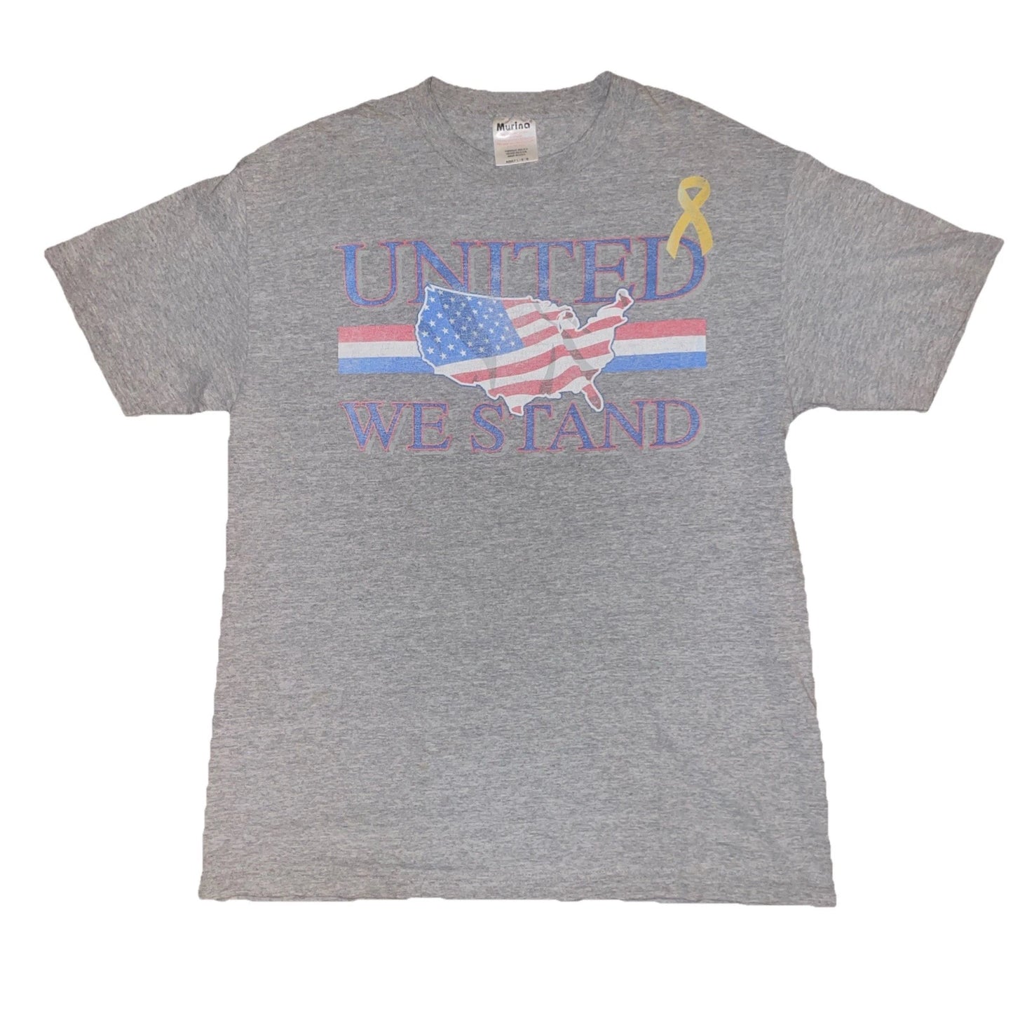 Vintage Amierica Shirt Men's Large Gray United We Stand Graphic Tee Short Sleeve